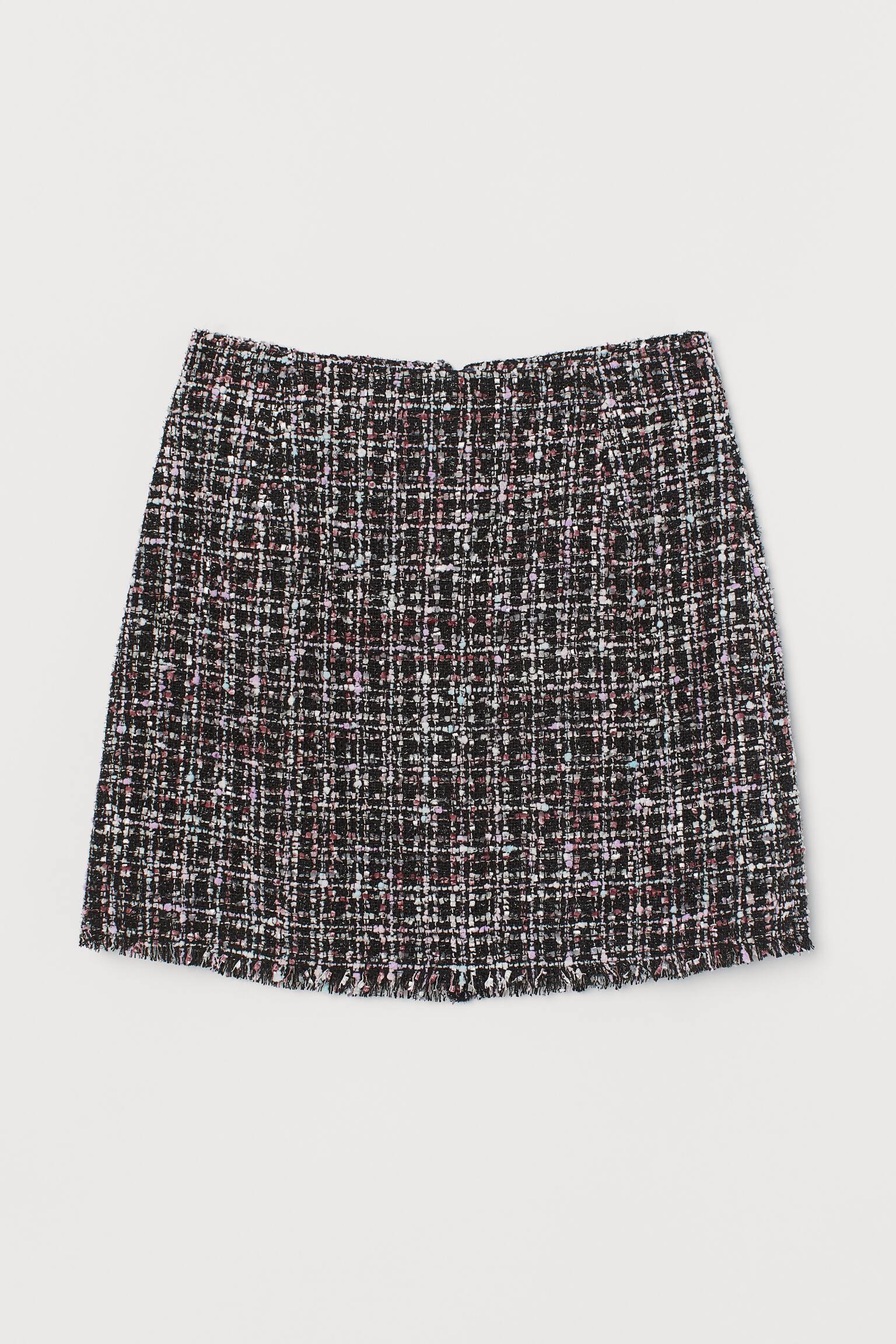 Jacquard-weave skirt - Black/Pink checked