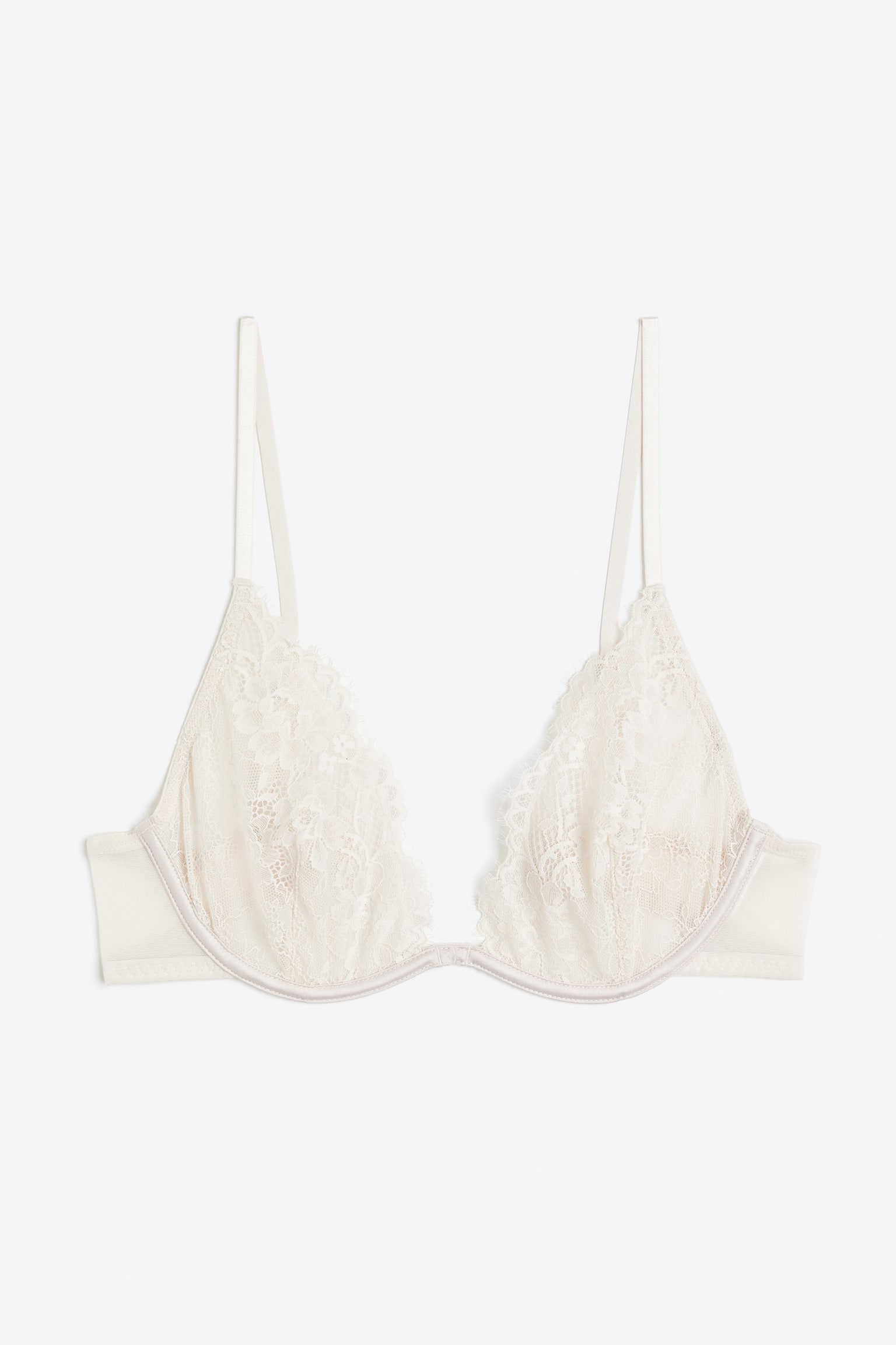 Deep Plunge Lace Bra - Light beige - 1