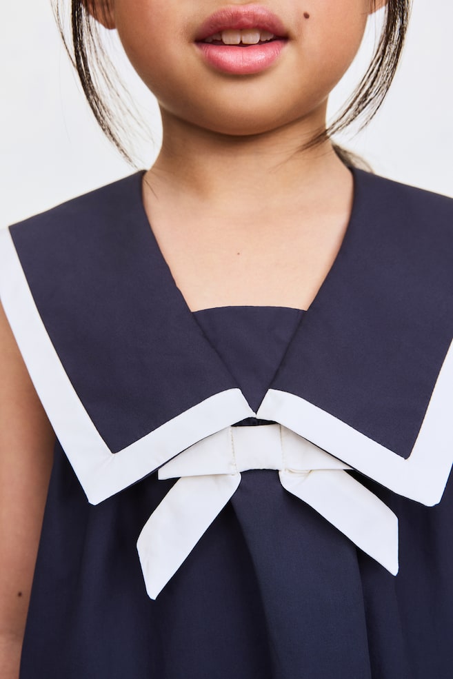 Cotton Sailor Dress-Navy blue - 4