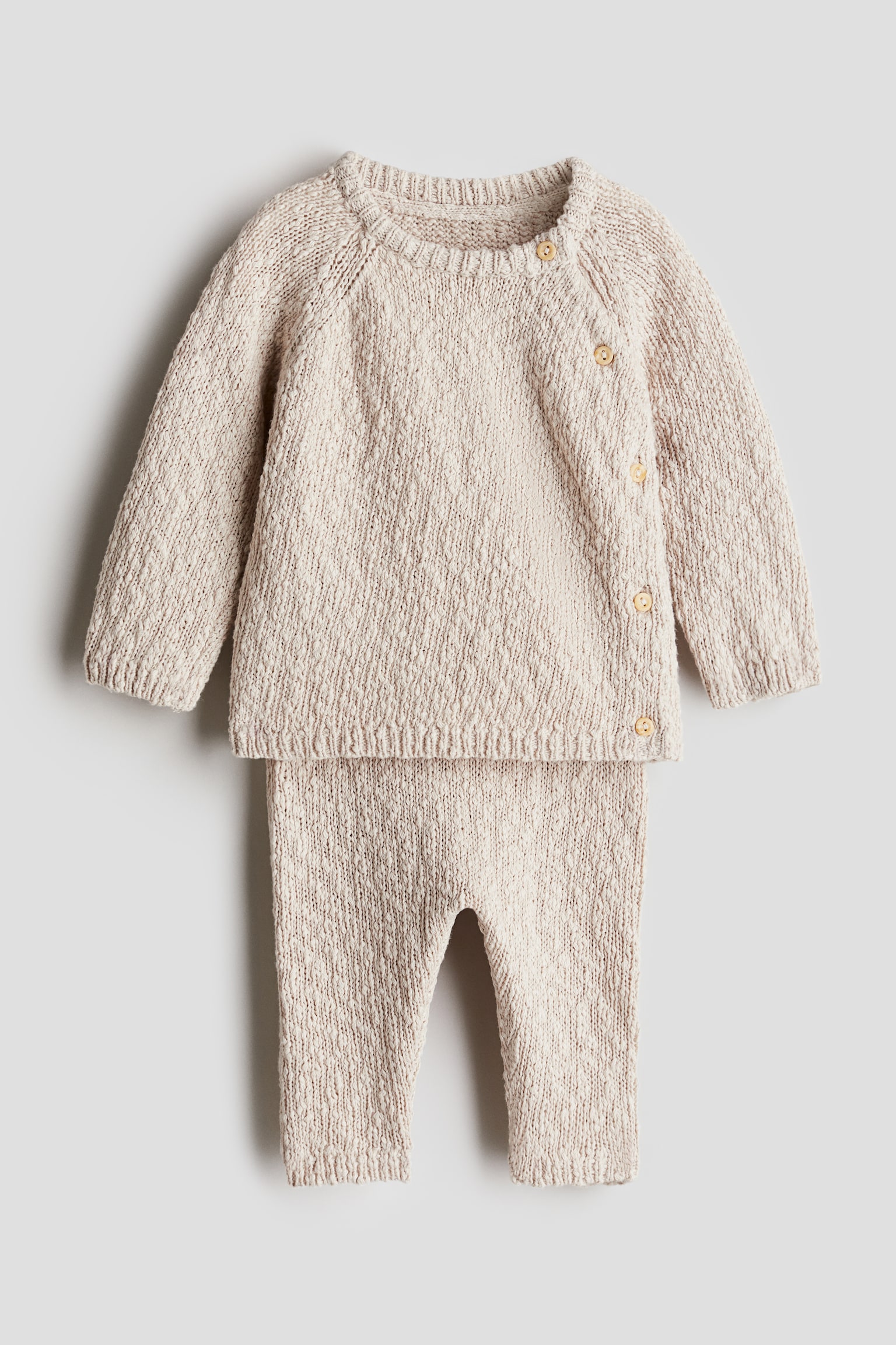 2-piece bouclé-knit set - Light beige - 1