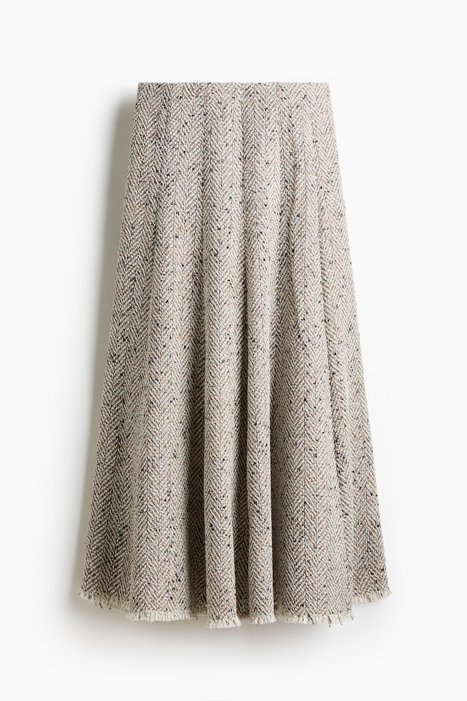 Herringbone-weave skirt - White/Patterned - 1