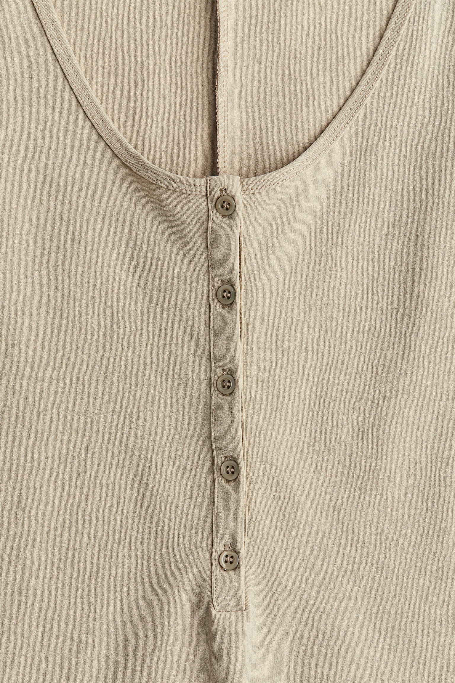 Button Placket Unitard - Beige/Black - 3