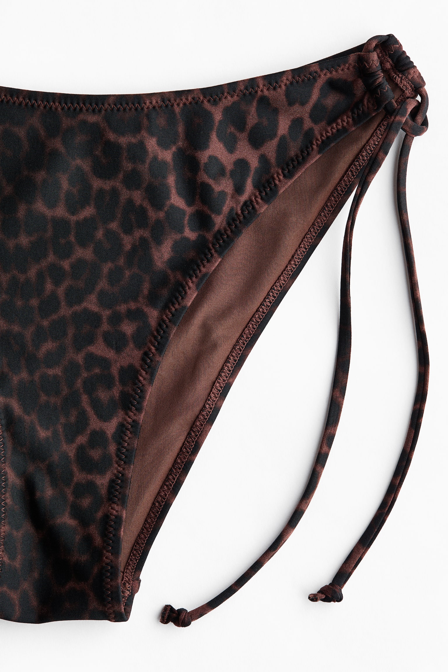 Tie tanga Cheeky bikini bottoms - Dark brown/Leopard print - 4