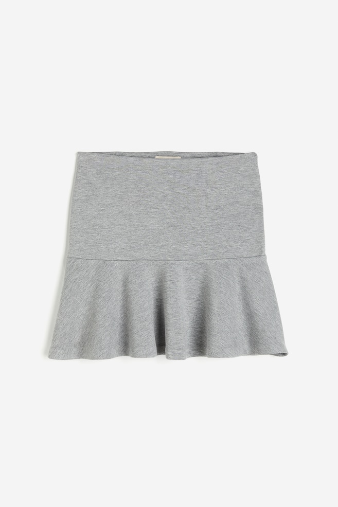 Rozszerzana spódnica mini - Jasnoszary melanż - 1