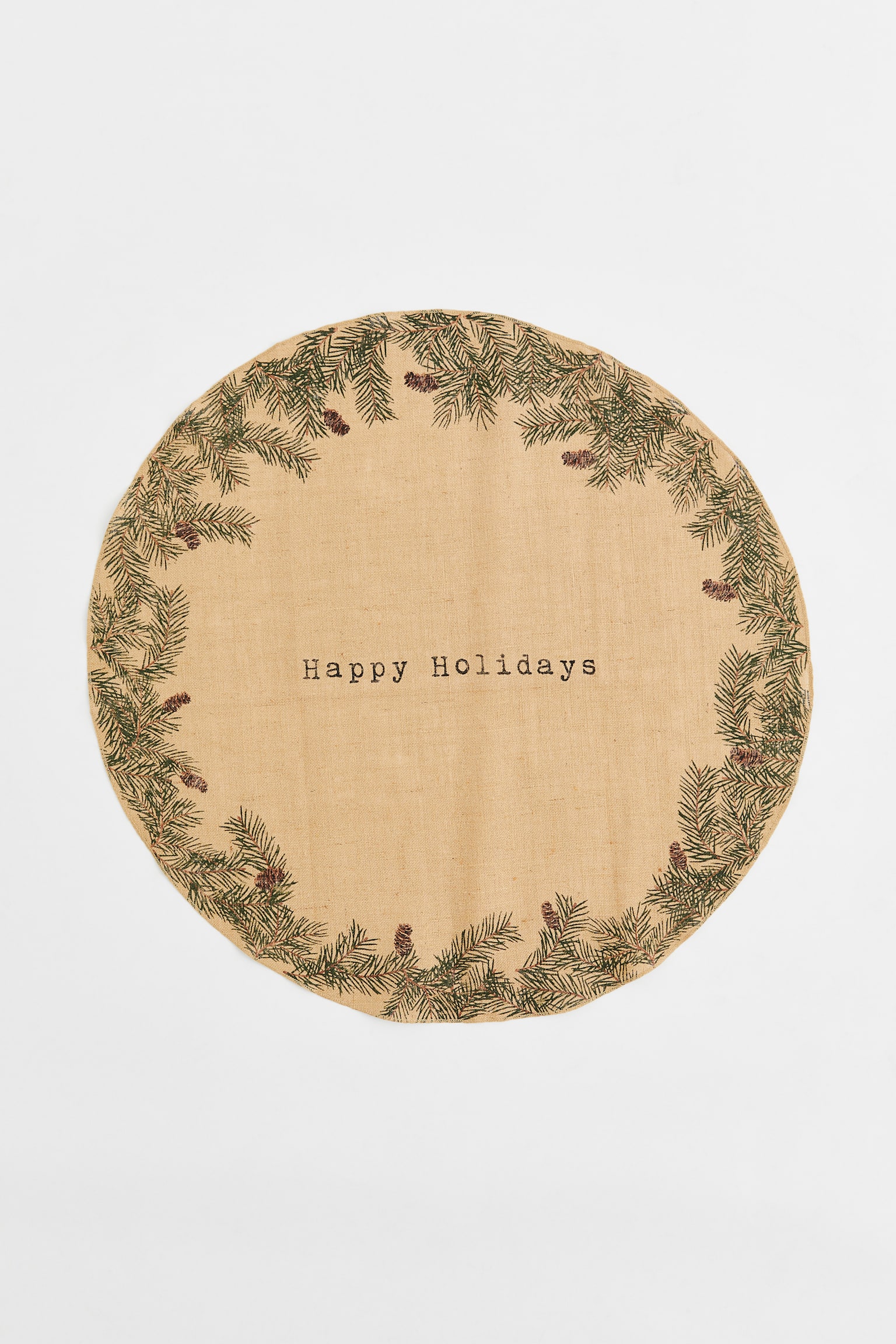 Jute Christmas tree mat - Beige/Spruce twigs - 1