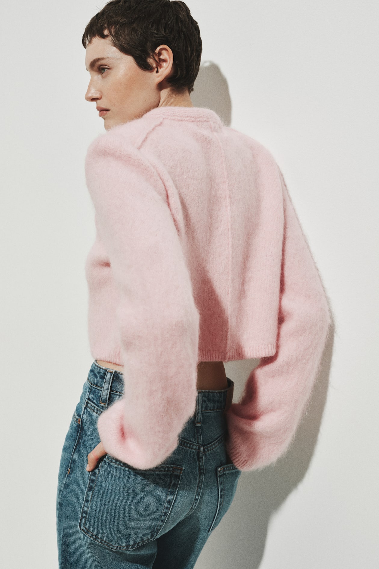 Mohair-Blend Cardigan with Shoulder Pads - image 3