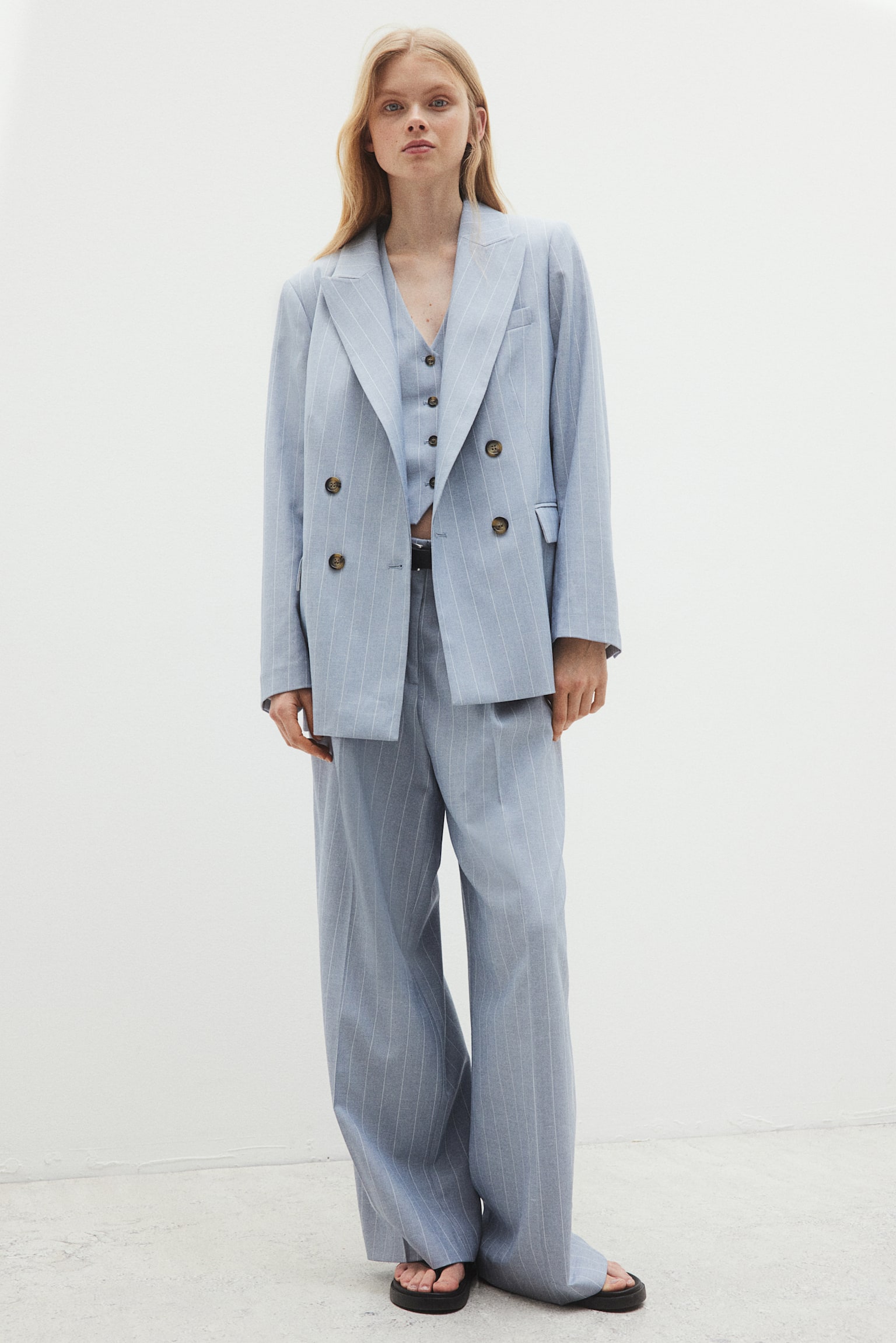 Tailored Pants - Light dusty blue/Pinstripe/Light beige - 5