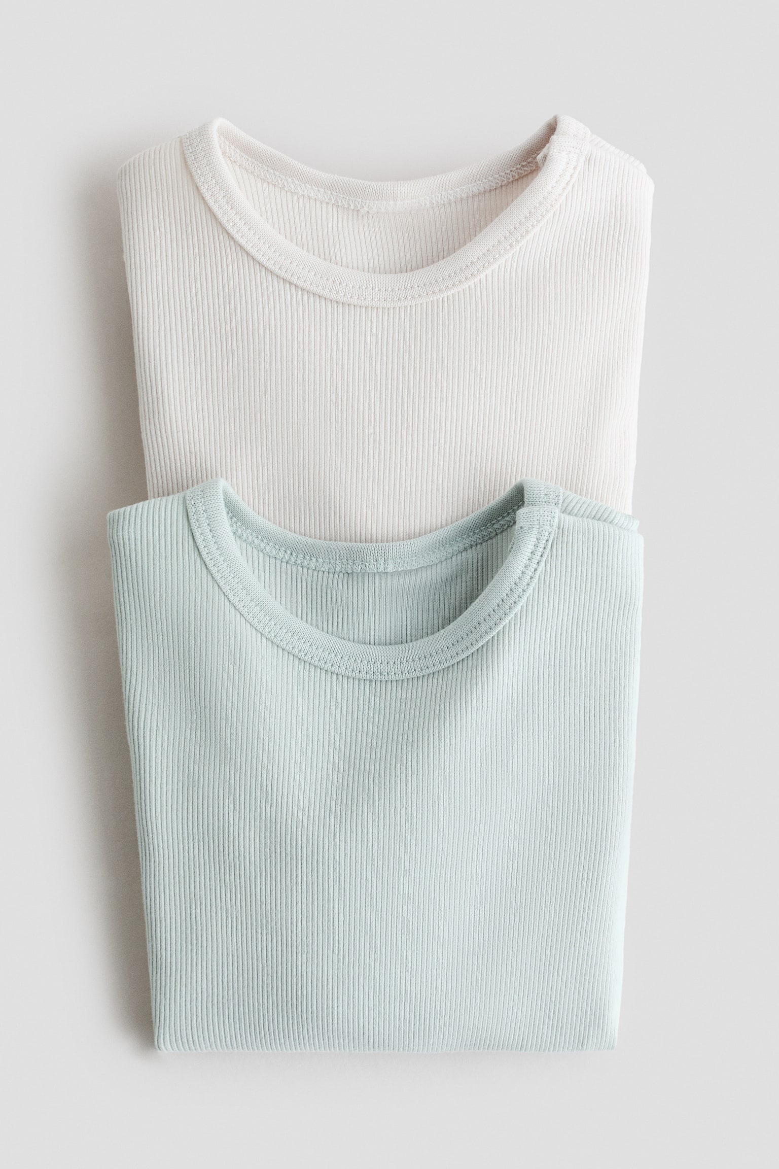 2-pack long-sleeved bodysuits - Light turquoise/Beige/Beige/Striped/Light beige/Striped/Light grey/Striped/Dusty pink/White - 2