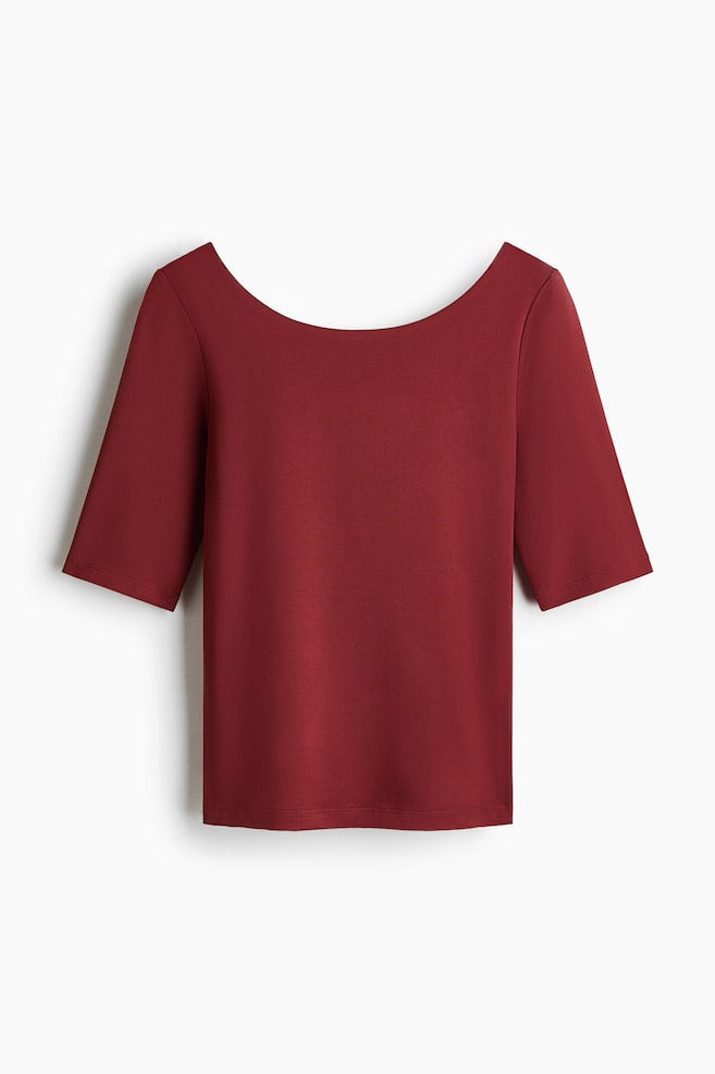 Ballerina-Neckline Top - Dark red/Dusty khaki green/Dark brown - 1