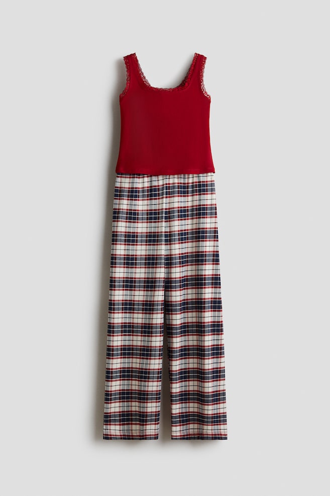 Pigiama in cotone - Rosso/quadri - 1