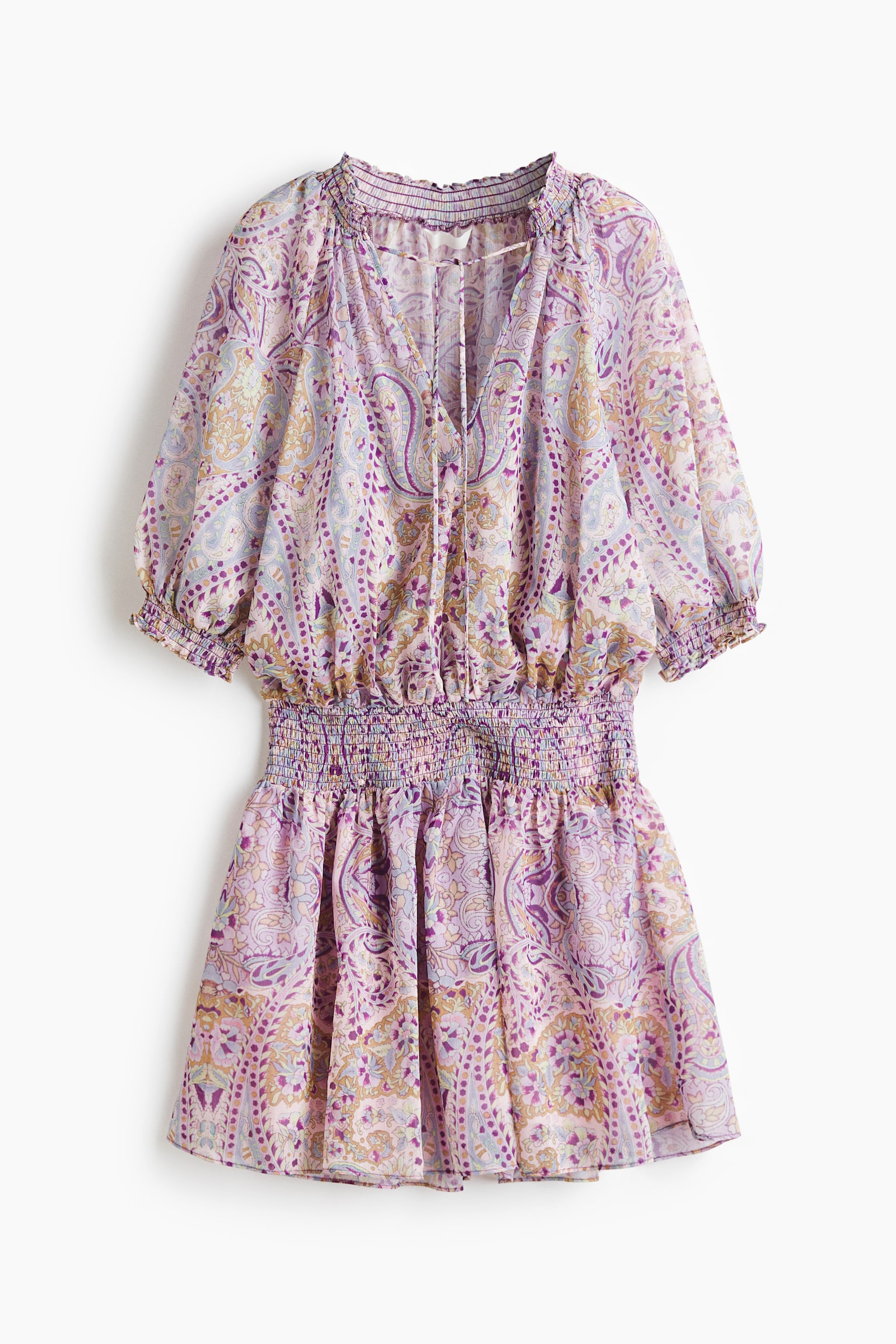 Oversized tunic dress-Light pink/Patterned - 2