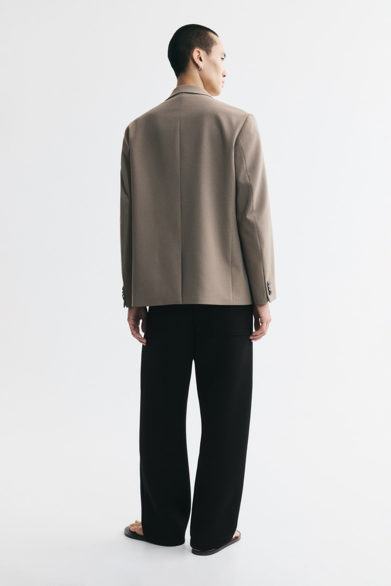 Мужские брюки H&M Relaxed-Fit Barrel-Leg Scuba, цвет: Чёрный — фото 5
