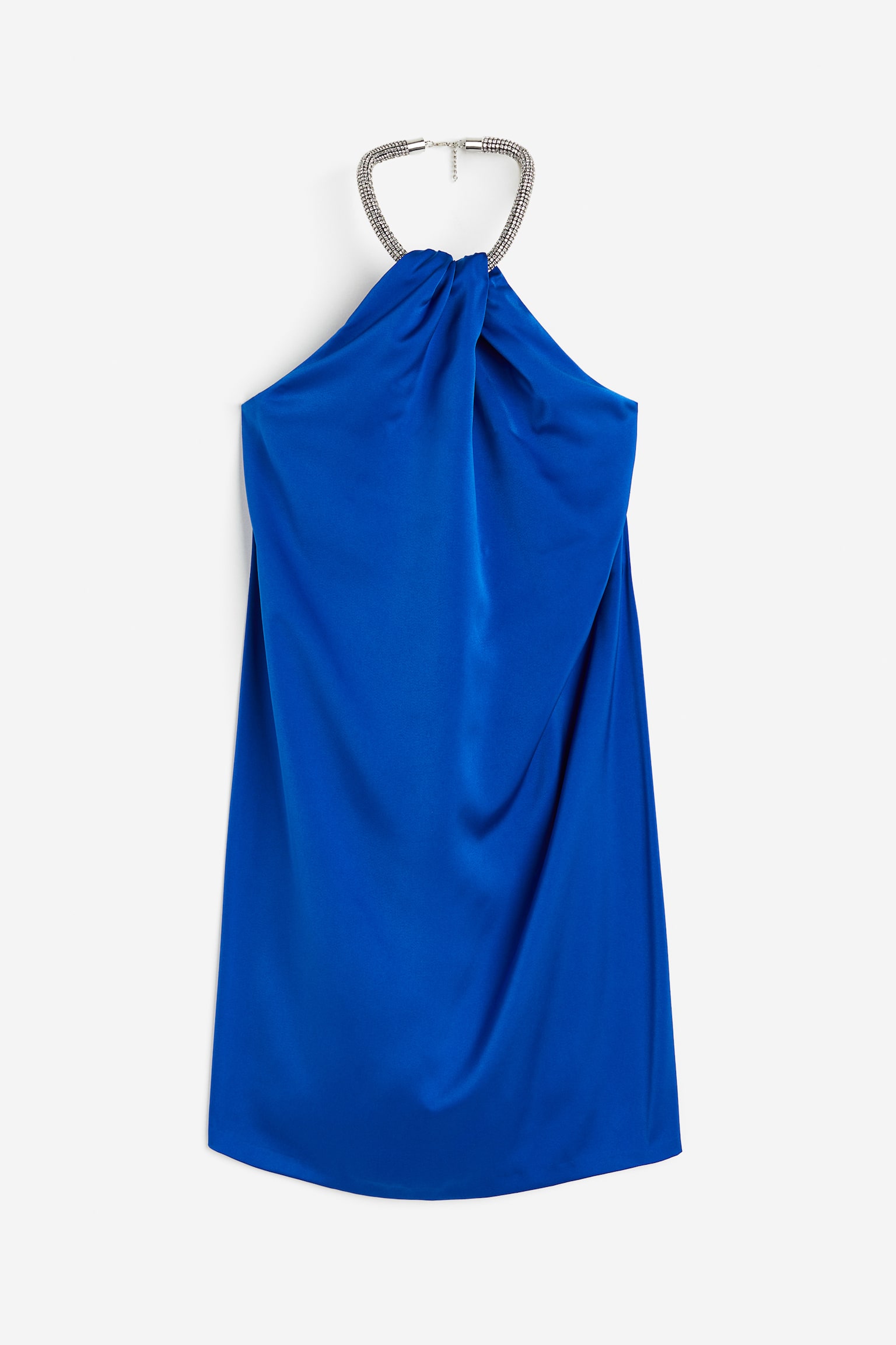 Chain Detail Halterneck Dress - Bright blue - 1