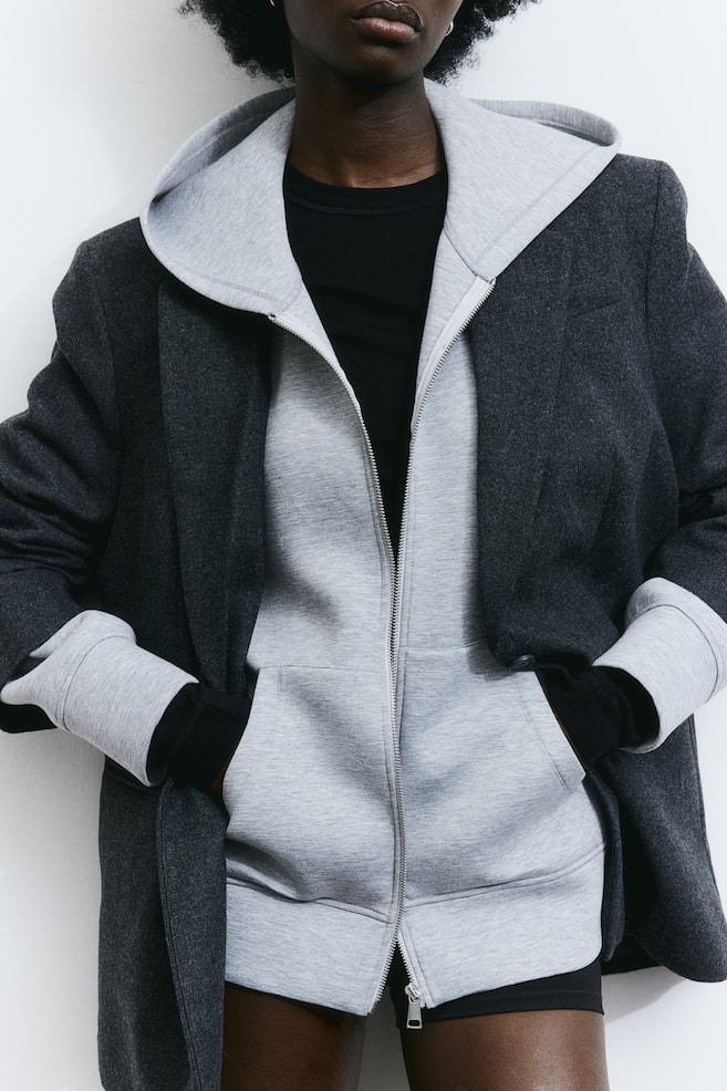 Oversized twill blazer - Dark grey/Black/Dogtooth-patterned - 4