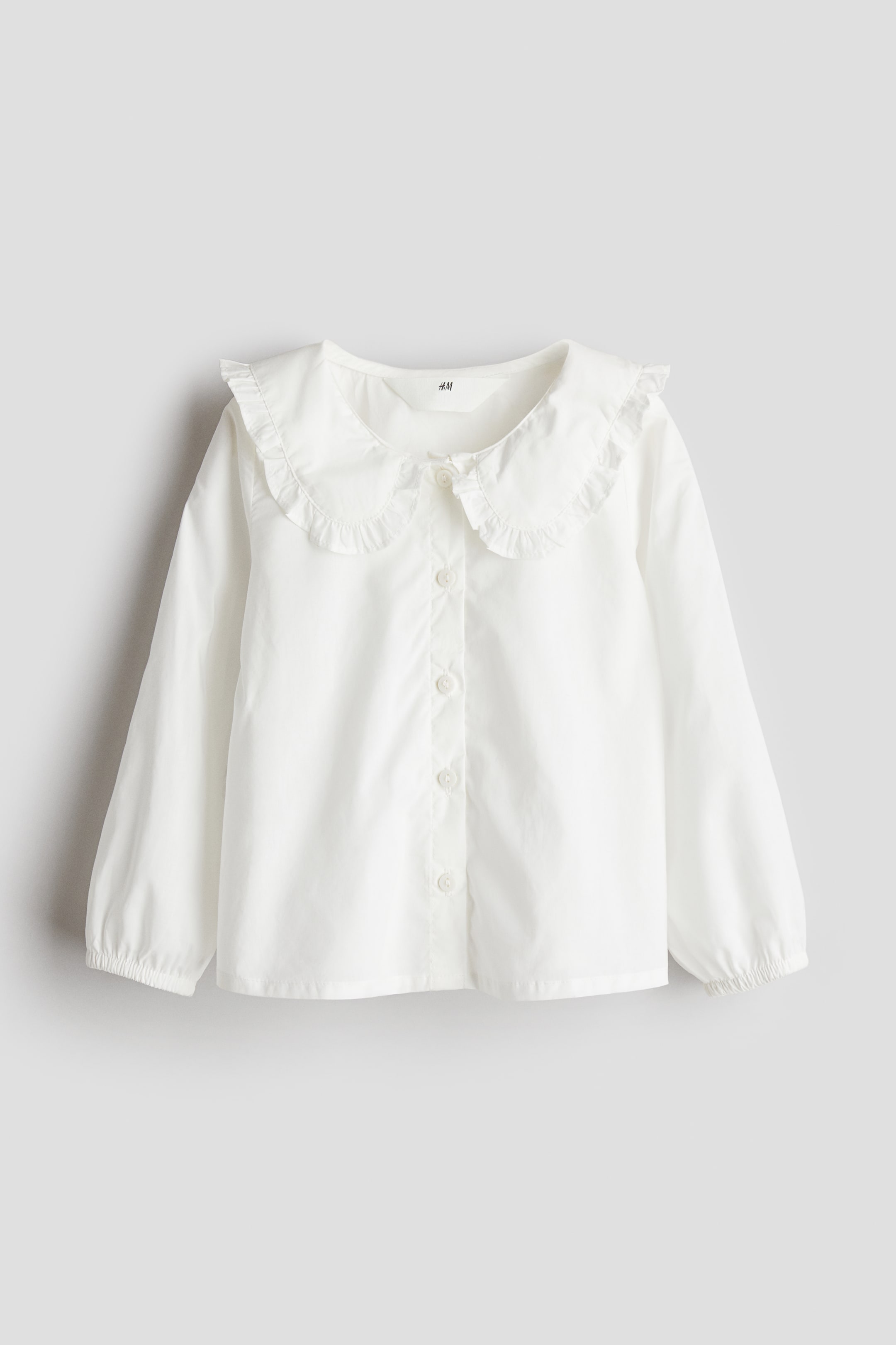 Blouse with Collar - Long sleeve - Regular length - White - Kids | H&M US