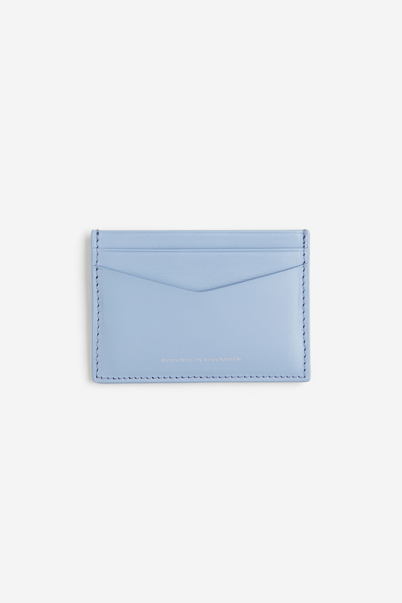 Leather Card Holder - Light blue/Black - 1