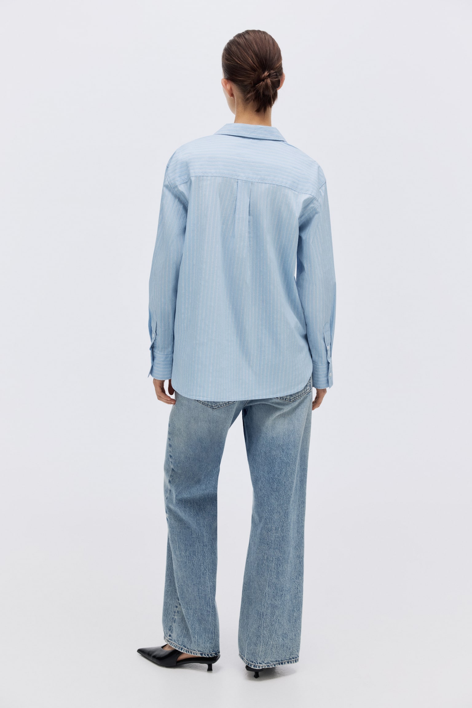 Koszula oversize - Jasnoniebieski/Paski/Biały/Różowy/Paski - 5