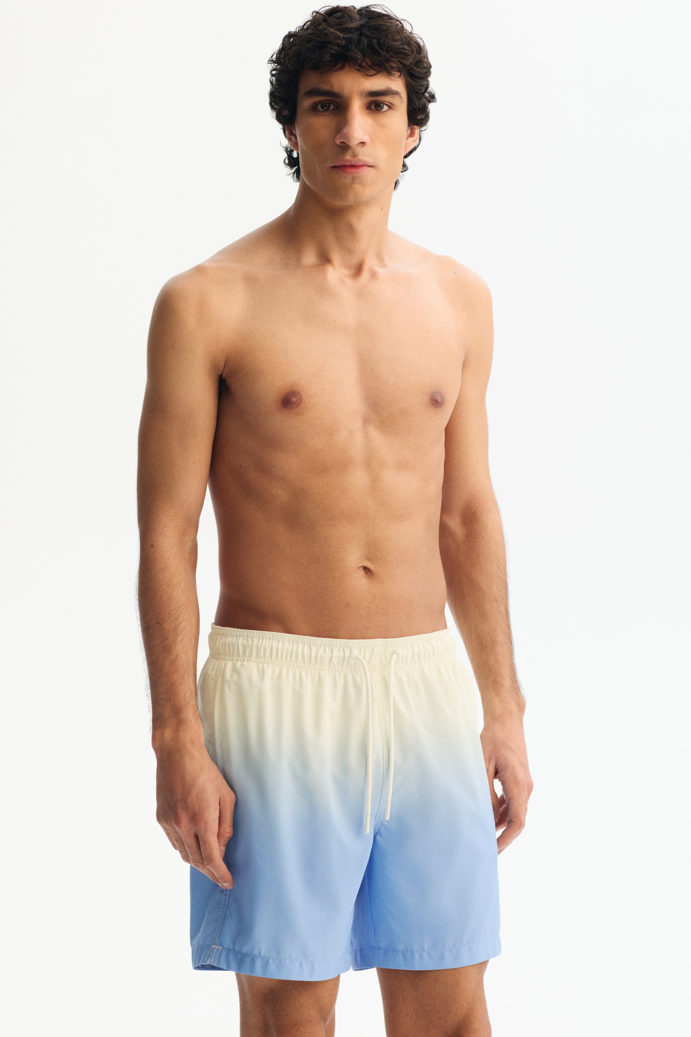 Badeshorts - Hellblau/Farbverlauf/Khakigrün/Batikmuster