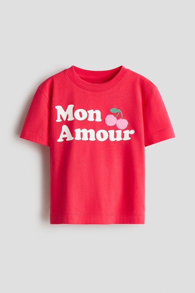 Appliquéd cotton T-shirt - Red/Cherries/White/Bow/Light beige/Stars - 1