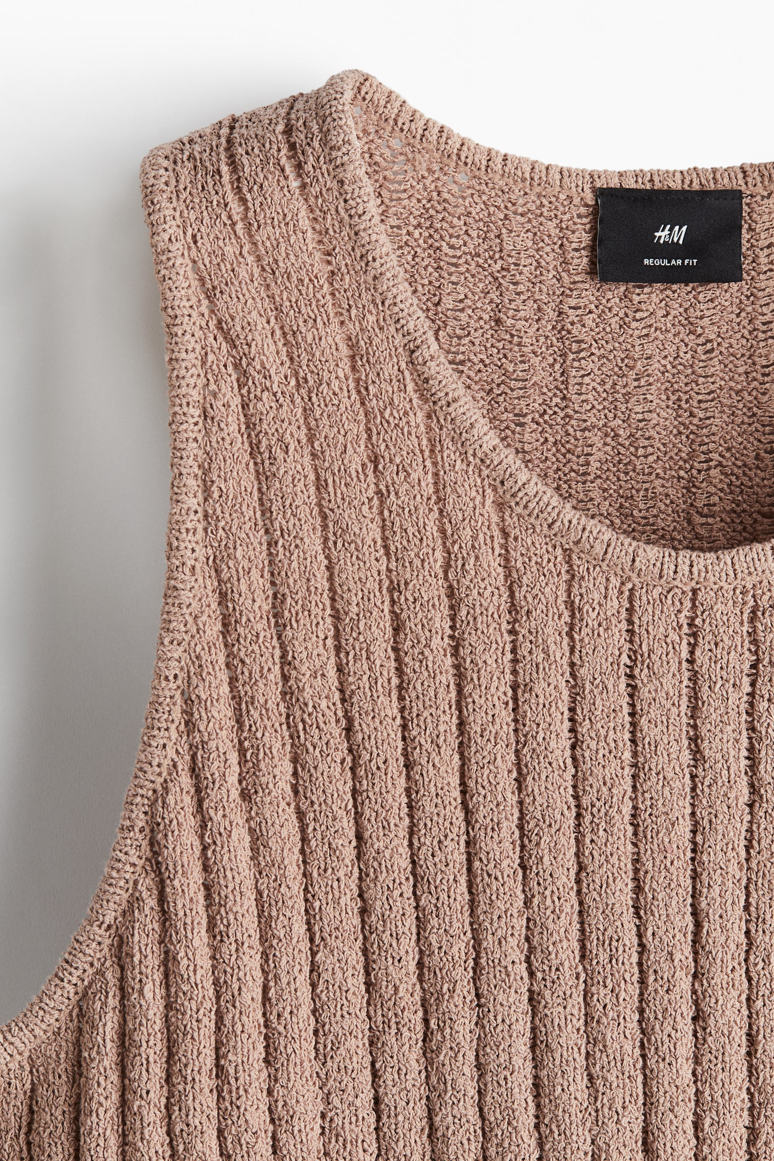 Regular Fit Rib-knit vest top - Dark beige/Cream