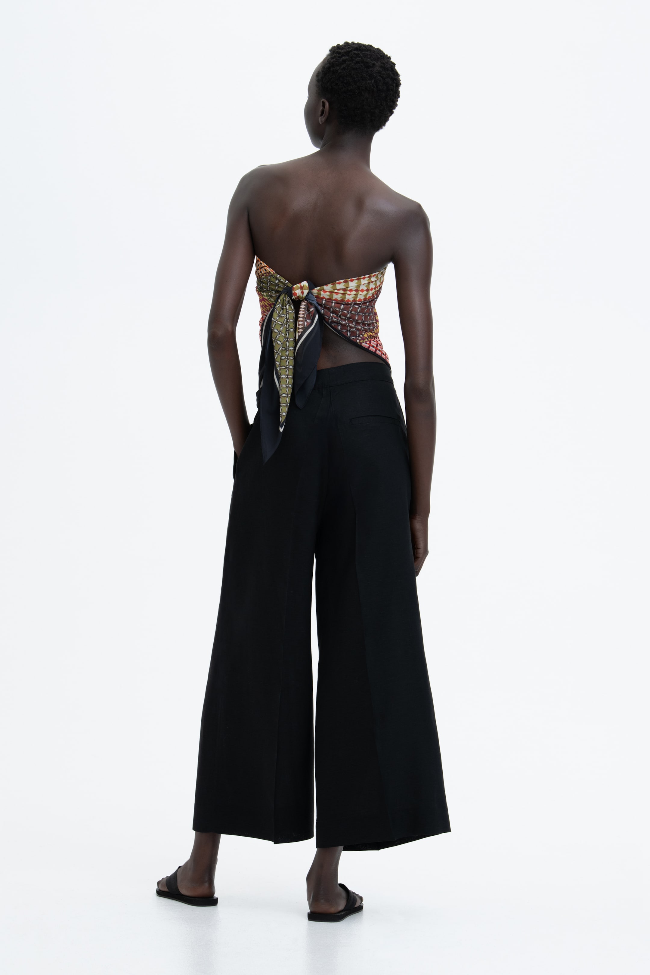 Ankle-Length Linen-Blend Pants