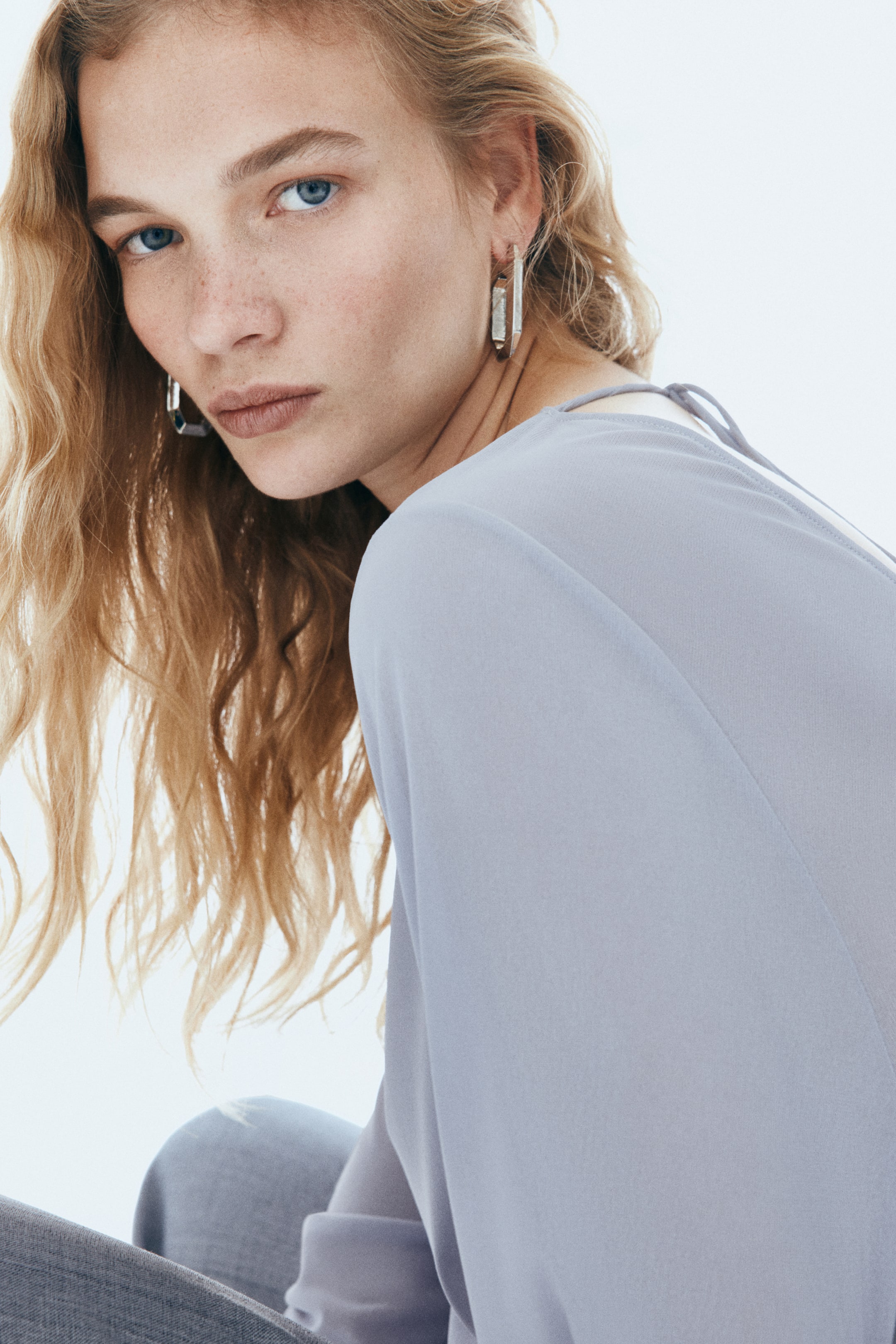 이미지 확대 보기: 카울백 탑 - 라이트 스틸 블루 - 여성 | H&M KR 4