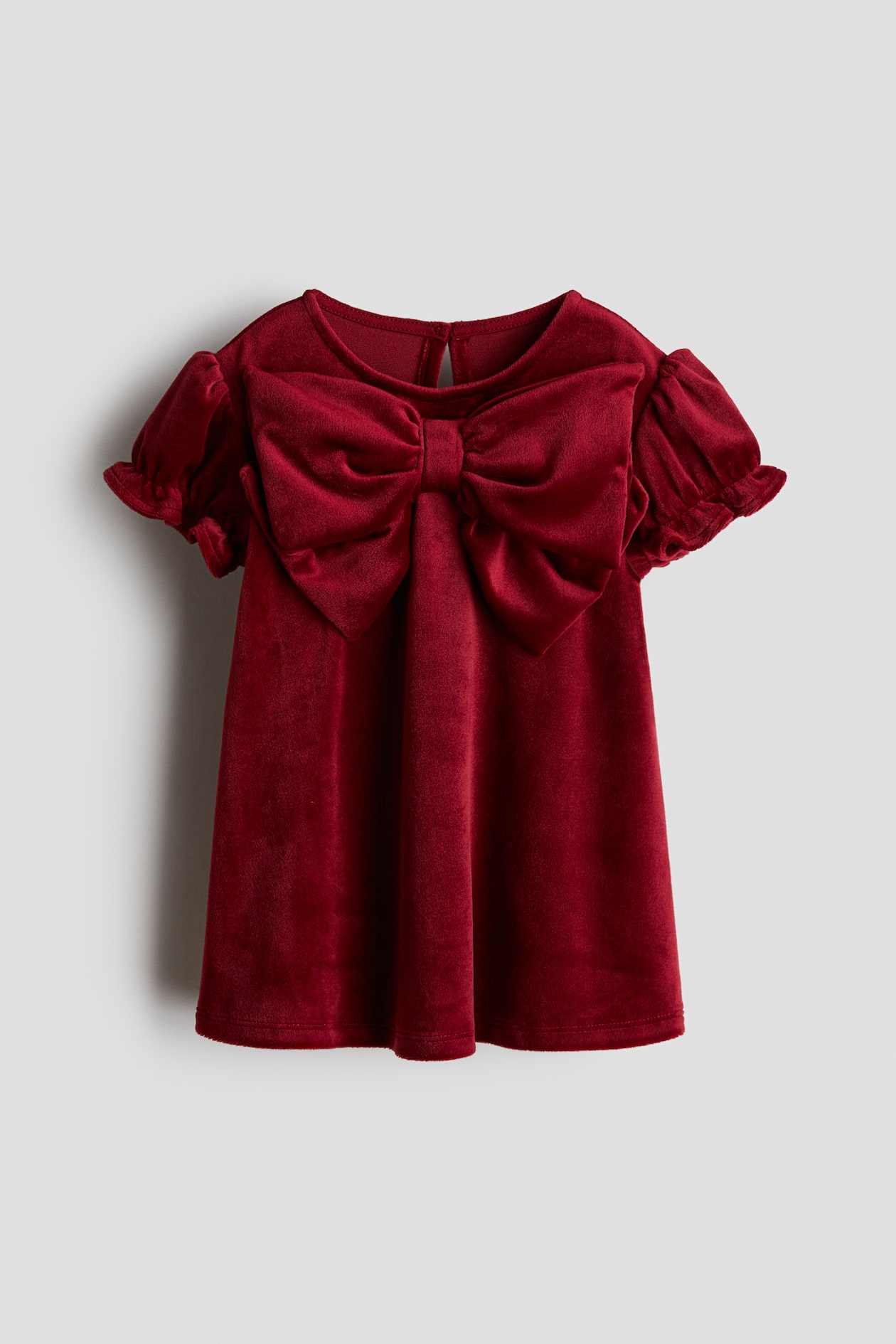 Dark red Bow-Detail Velour Dress for kids | H&M US Dark red Bow-Detail Velour Dress for kids | H&M US