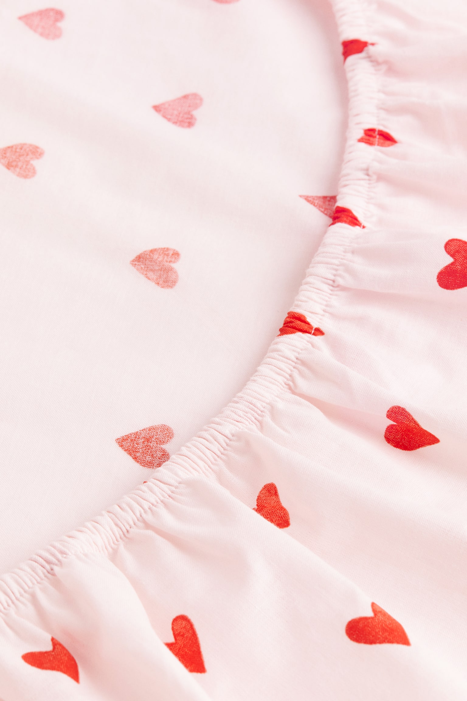 Patterned cotton fitted sheet - Light pink/Hearts/Old rose/Small flowers/White/Rainbows/White/Hearts - 2