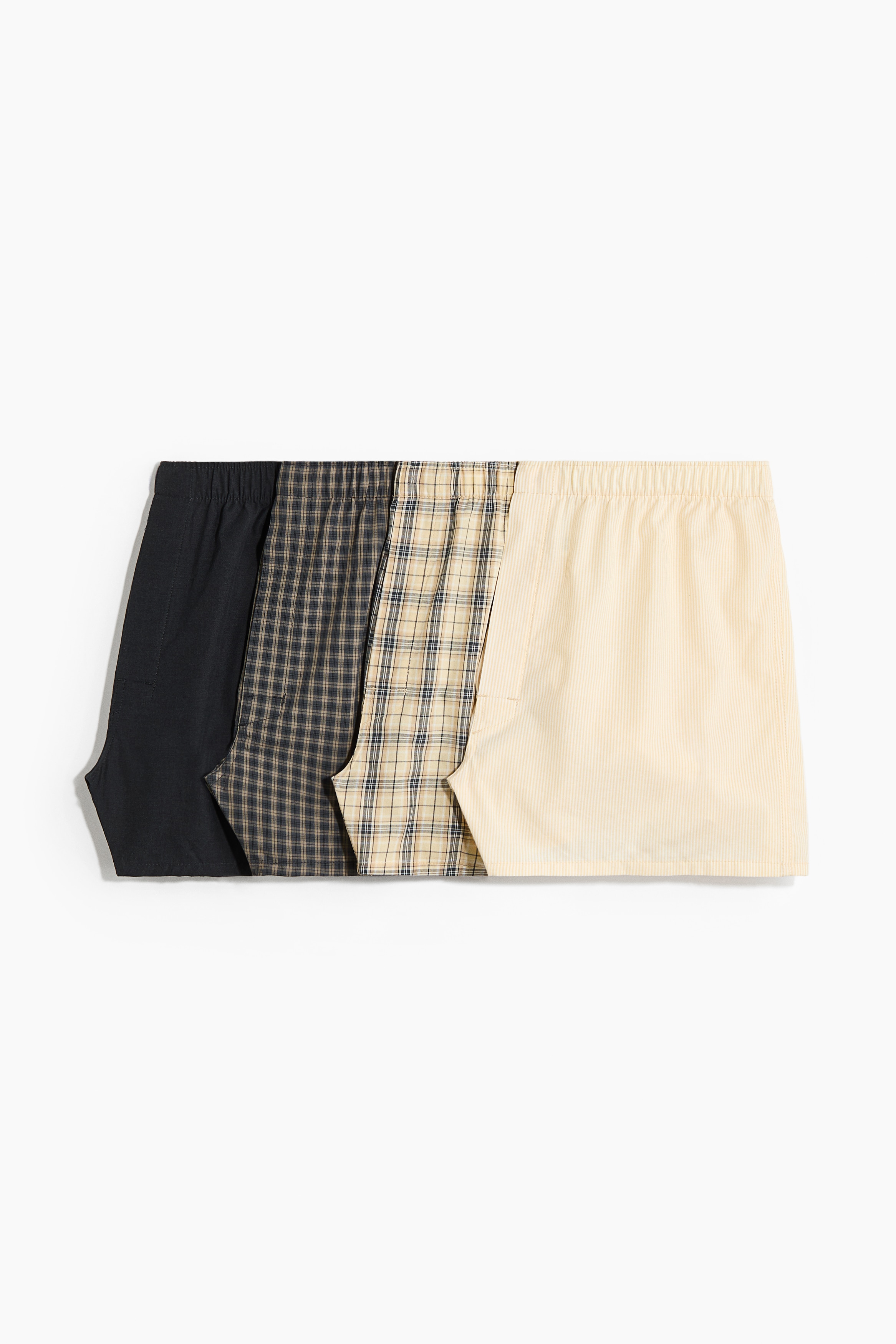 4-Pack Woven Boxer Shorts - Light yellow/checked/Black/white plaid/Dark turquoise/checked/Black/gray/Pink/checked/Khaki green/checked/Light blue/dark blue/White/beige/dark khaki green/Blue/checked/Navy blue/striped/Purple/striped/Blue/plaid/Dark blue/checked/Dark gray/checked