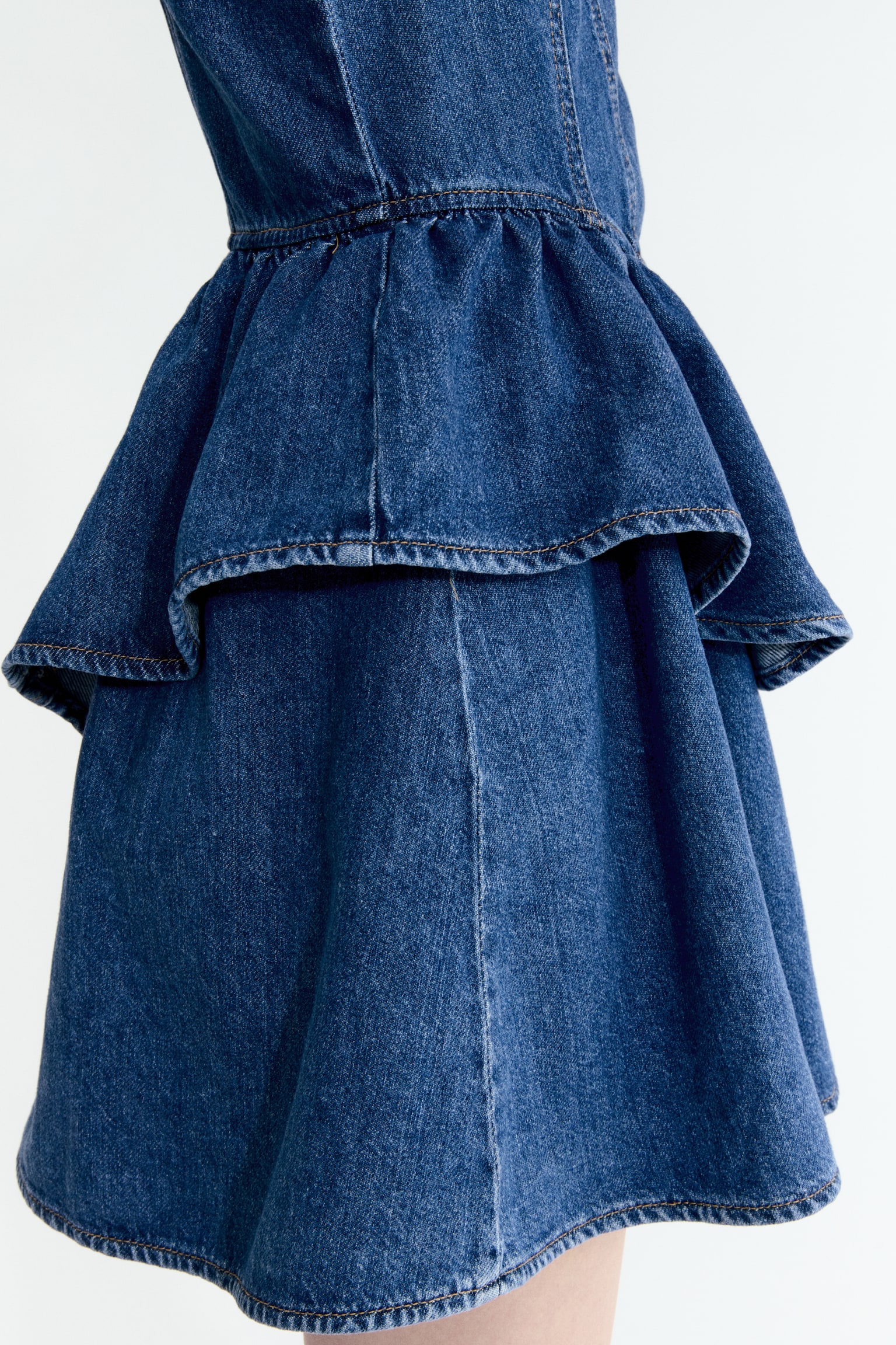 Flared-skirt denim dress - Denim blue - 5