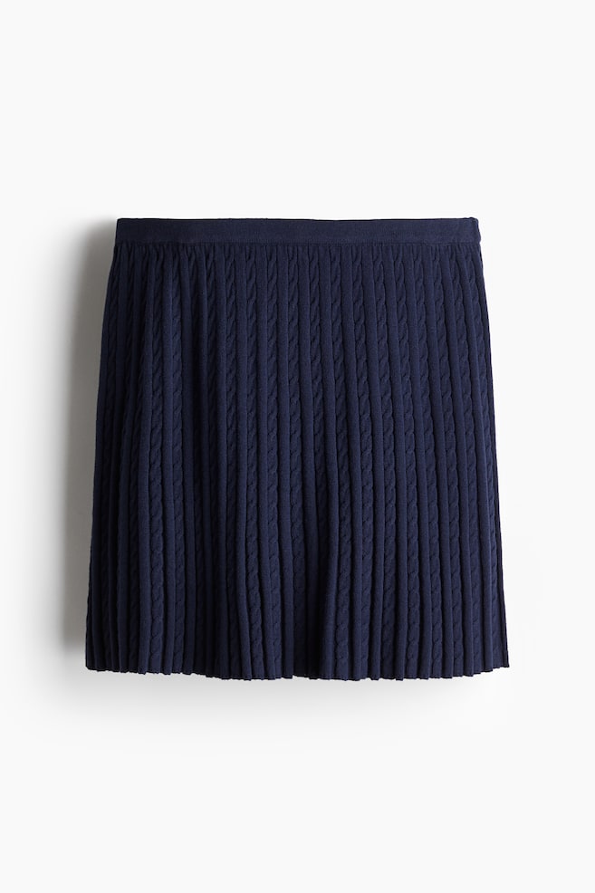 Cable-Knit Skirt - Navy blue/Light blue - 1