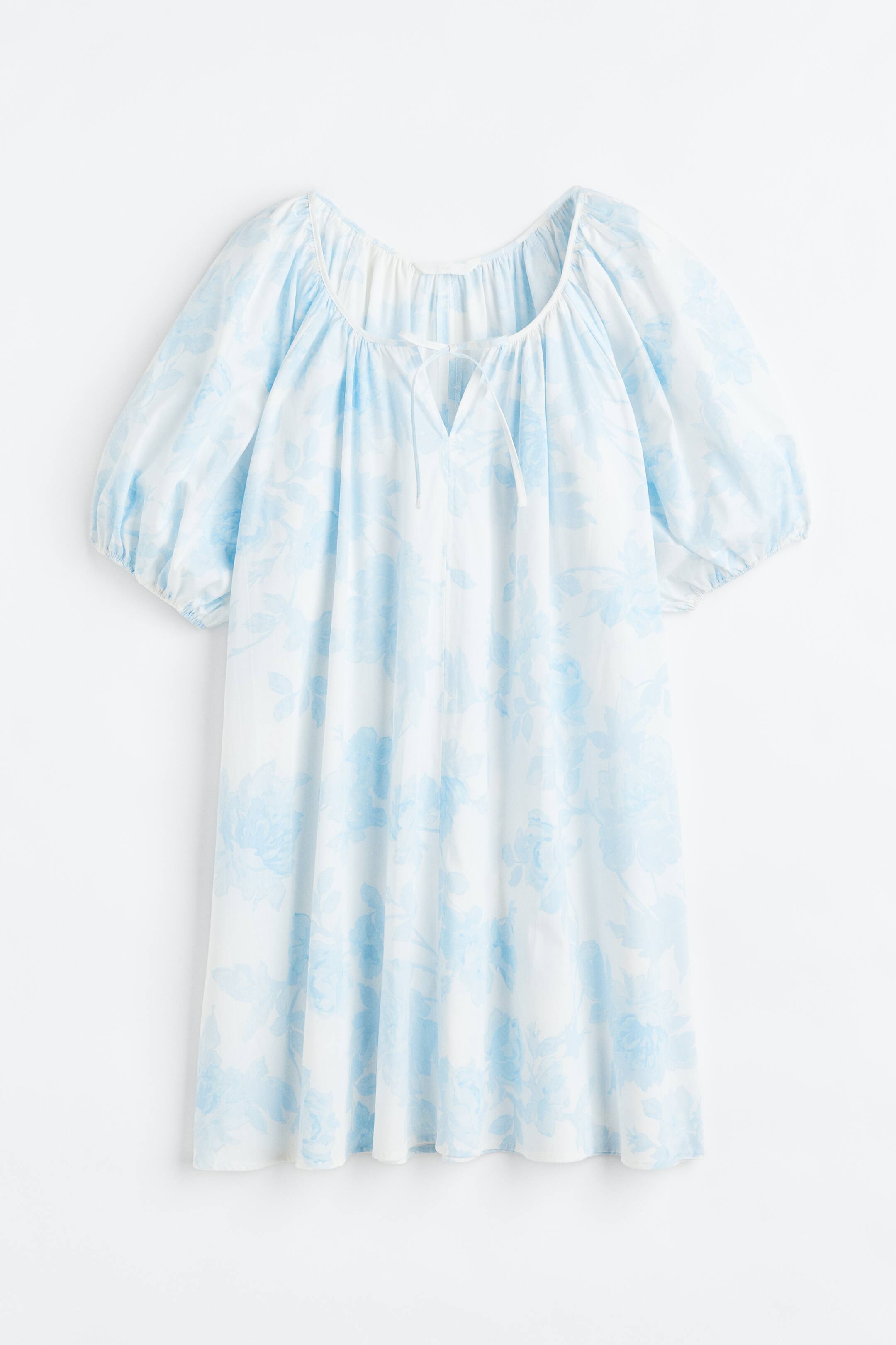 Xem ảnh lớn hơn: Váy tay bóng bay phồng - Màu xanh dương nhạt/Hoa - Ladies | H&M VN 1
