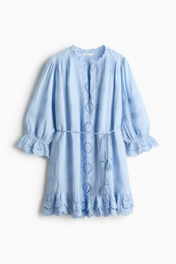 Женские платья H&M Cotton Dress with Eyelet Embroidery