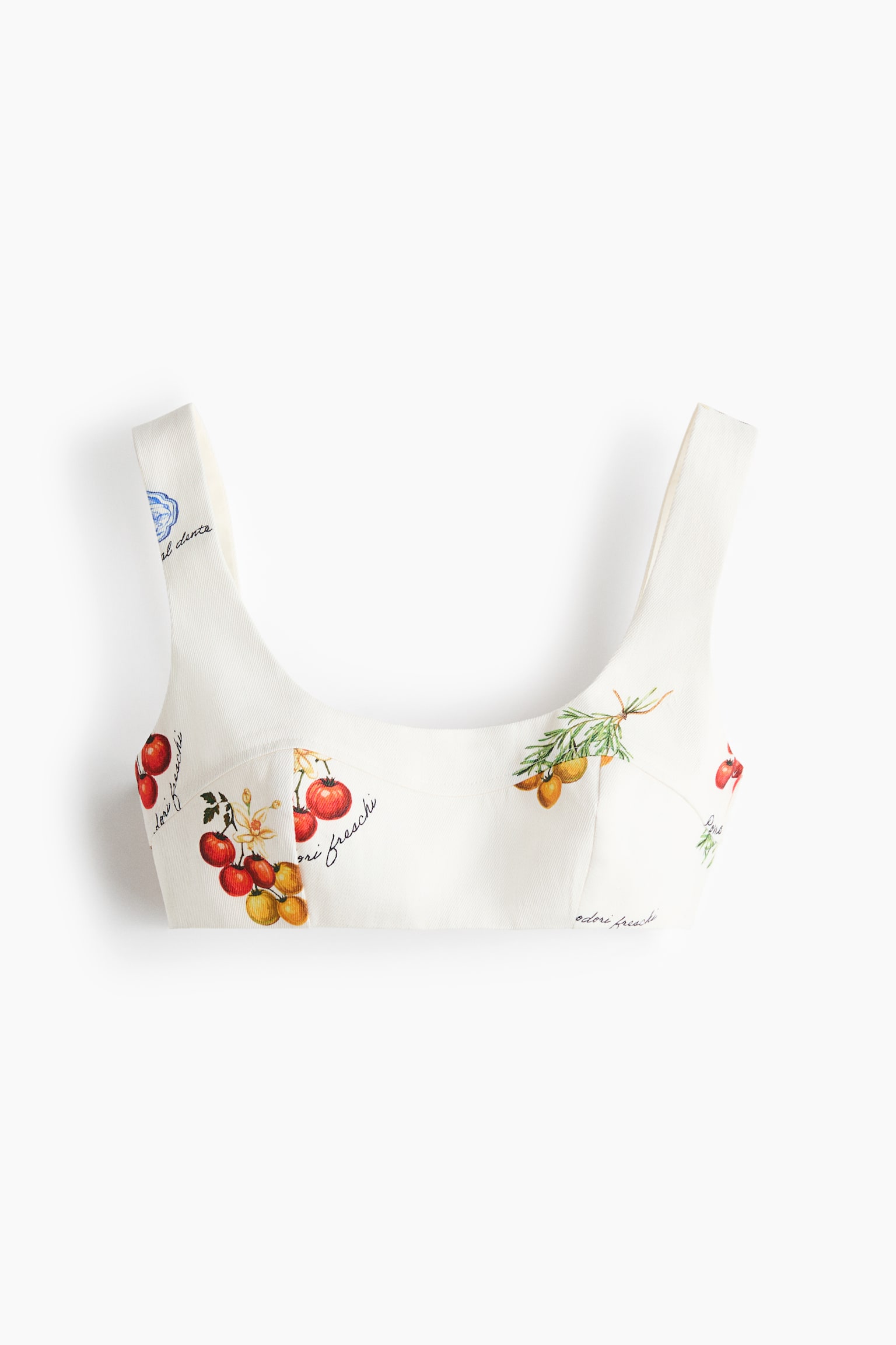 Cotton crop top - Cream/Patterned - 2