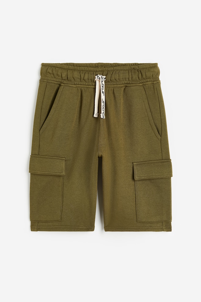 Cargo shorts - Dark khaki green/Black - 1