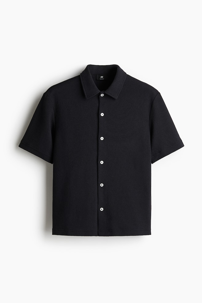 Regular Fit Short-sleeved Jersey Shirt - Navy blue - 1