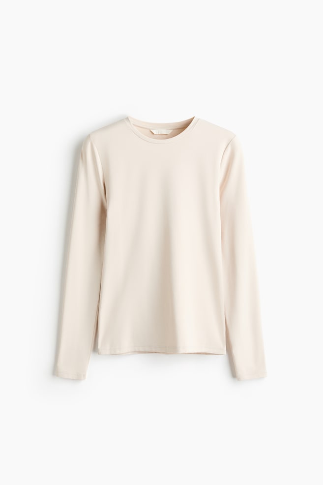 Long-sleeved Microfiber Top - Light beige/White/Burgundy/Dark taupe/Dark dusty purple/Dark blue/Dark taupe - 1