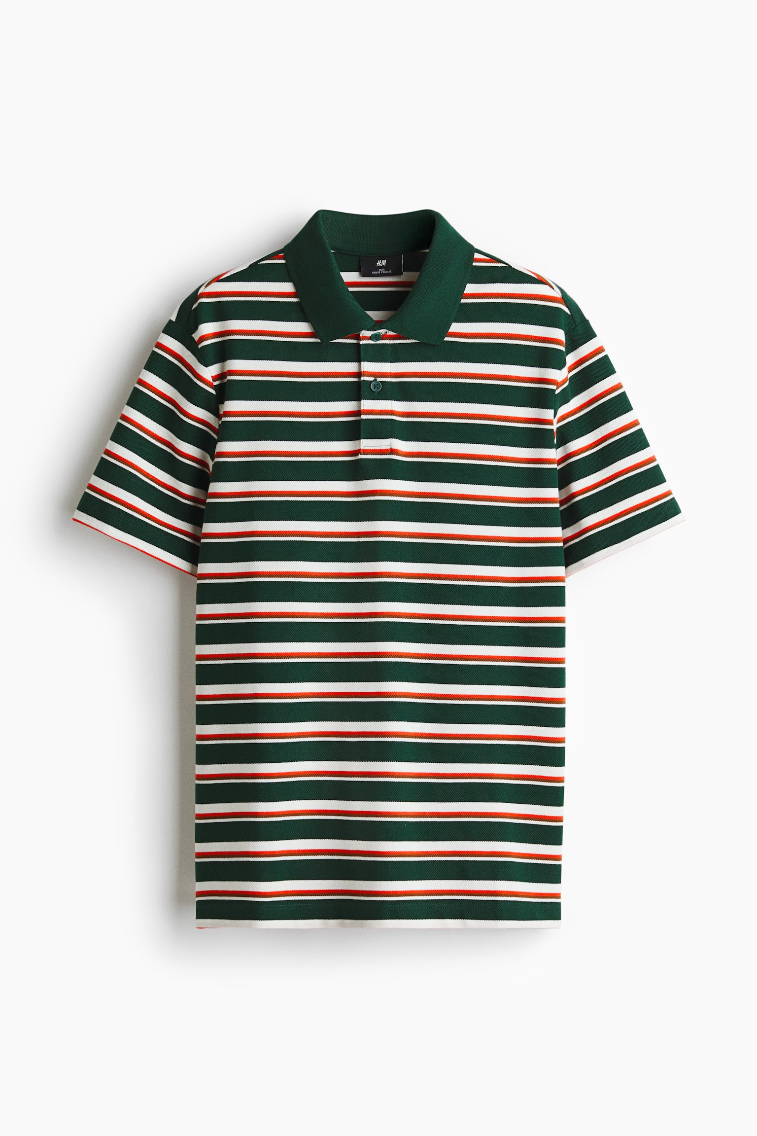 Polo Slim Fit - Verde oscuro/Rayas