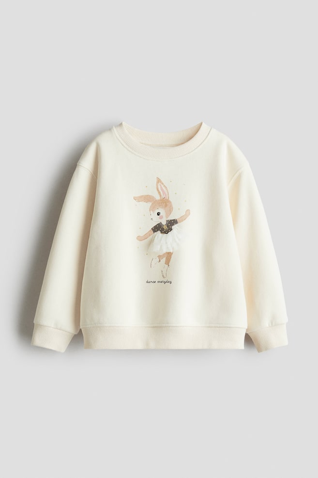 Sweatshirt - Cream/Dance Everyday/Light grey marl/Butterflies/White/Cherries/Light pink/Horse/Black/Hearts/Light beige/Unicorn/Navy blue/Paris/White/Amour/Cream/Love/Light pink/Paris - 1