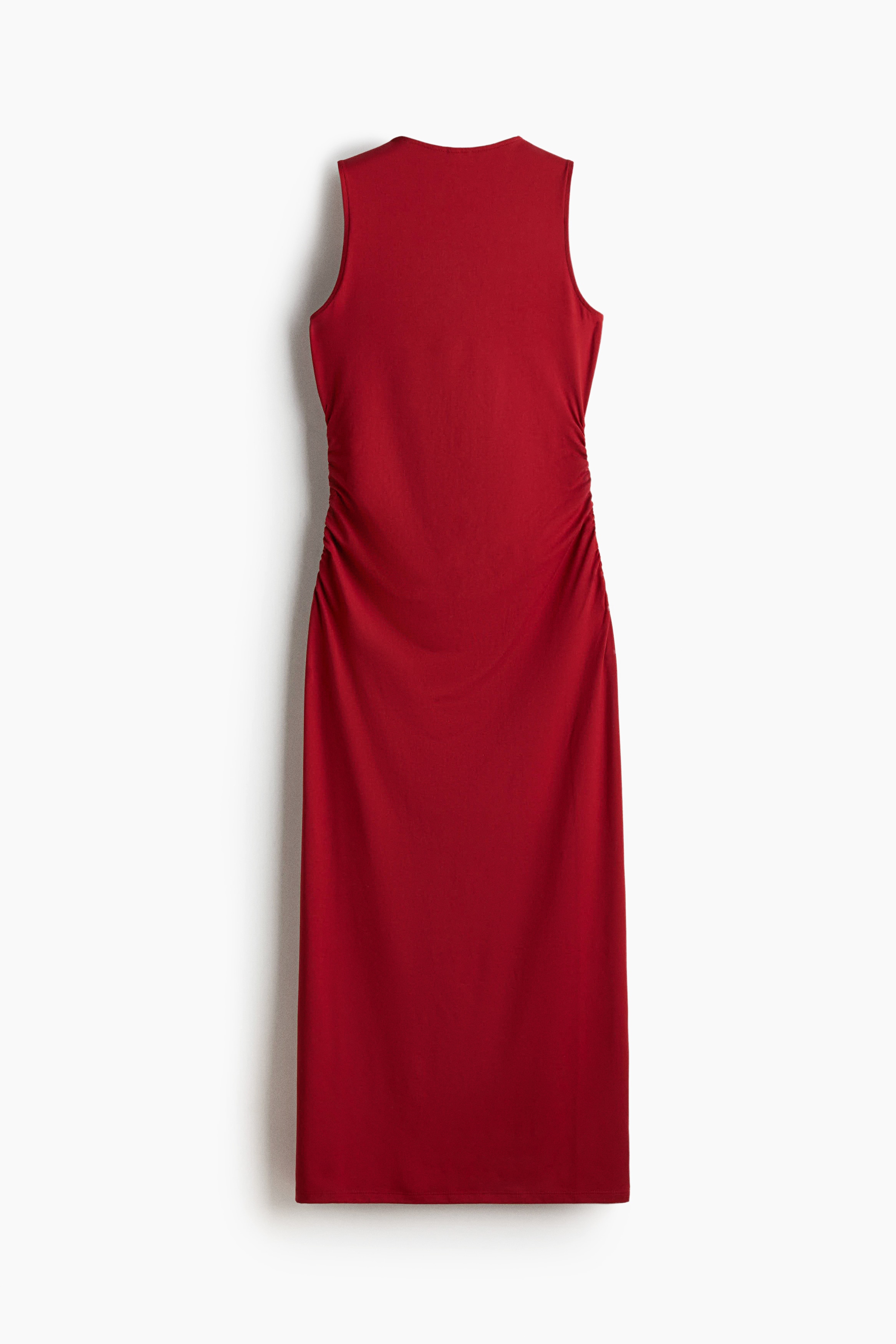 Twist-detail dress - Red/Light blue/Dark grey
