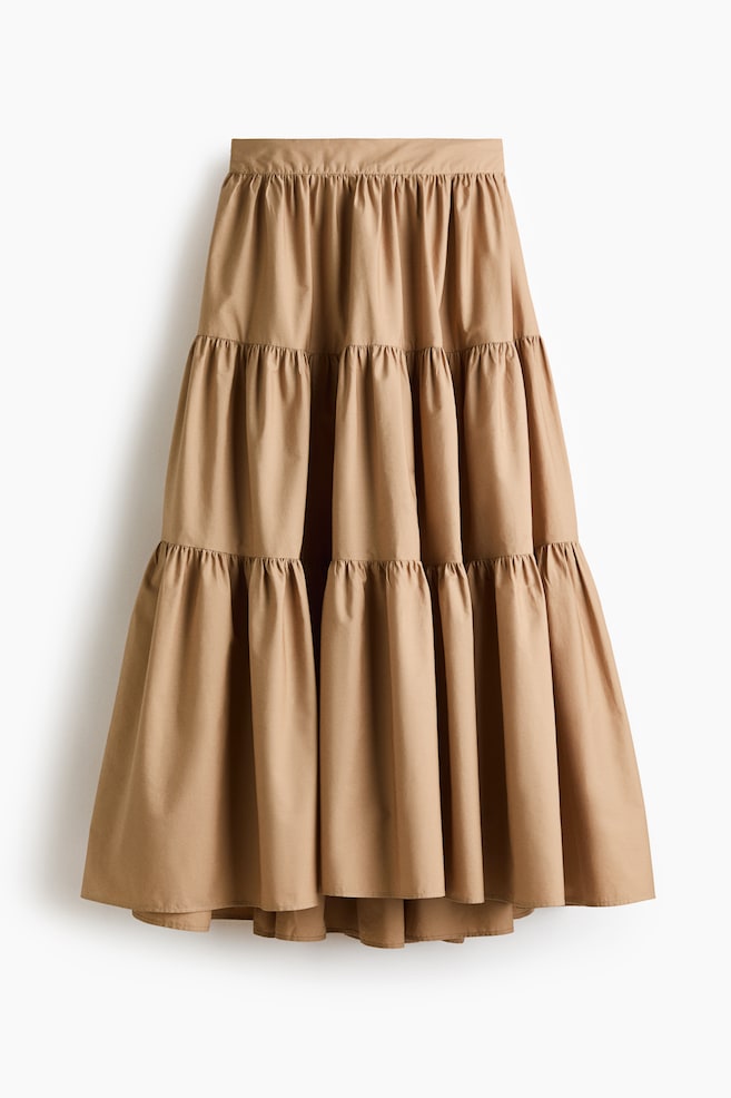 Tiered maxi skirt - Dark beige - 1
