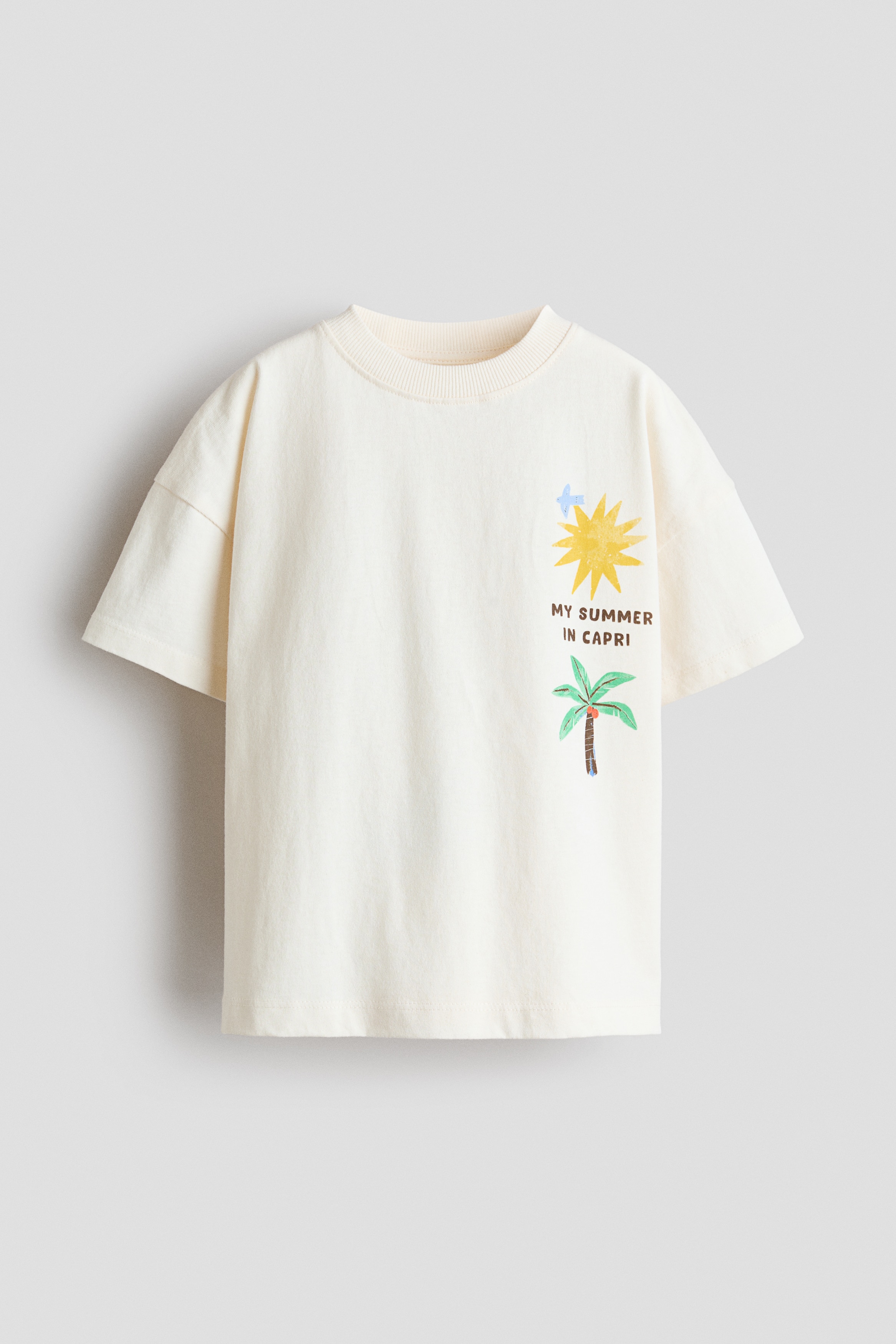 T-shirt oversize imprimé - Beige clair/palmiers