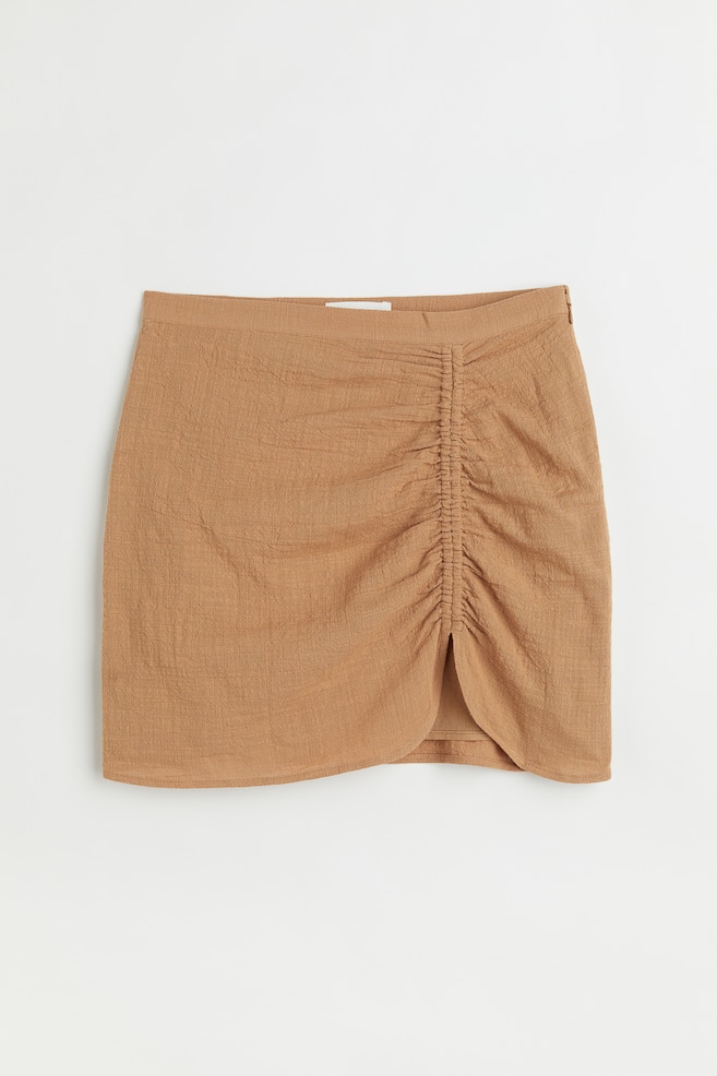 Crepet nederdel med rynkning - Lysebrun/Lys beige/Zebramønstret/Orange - 2