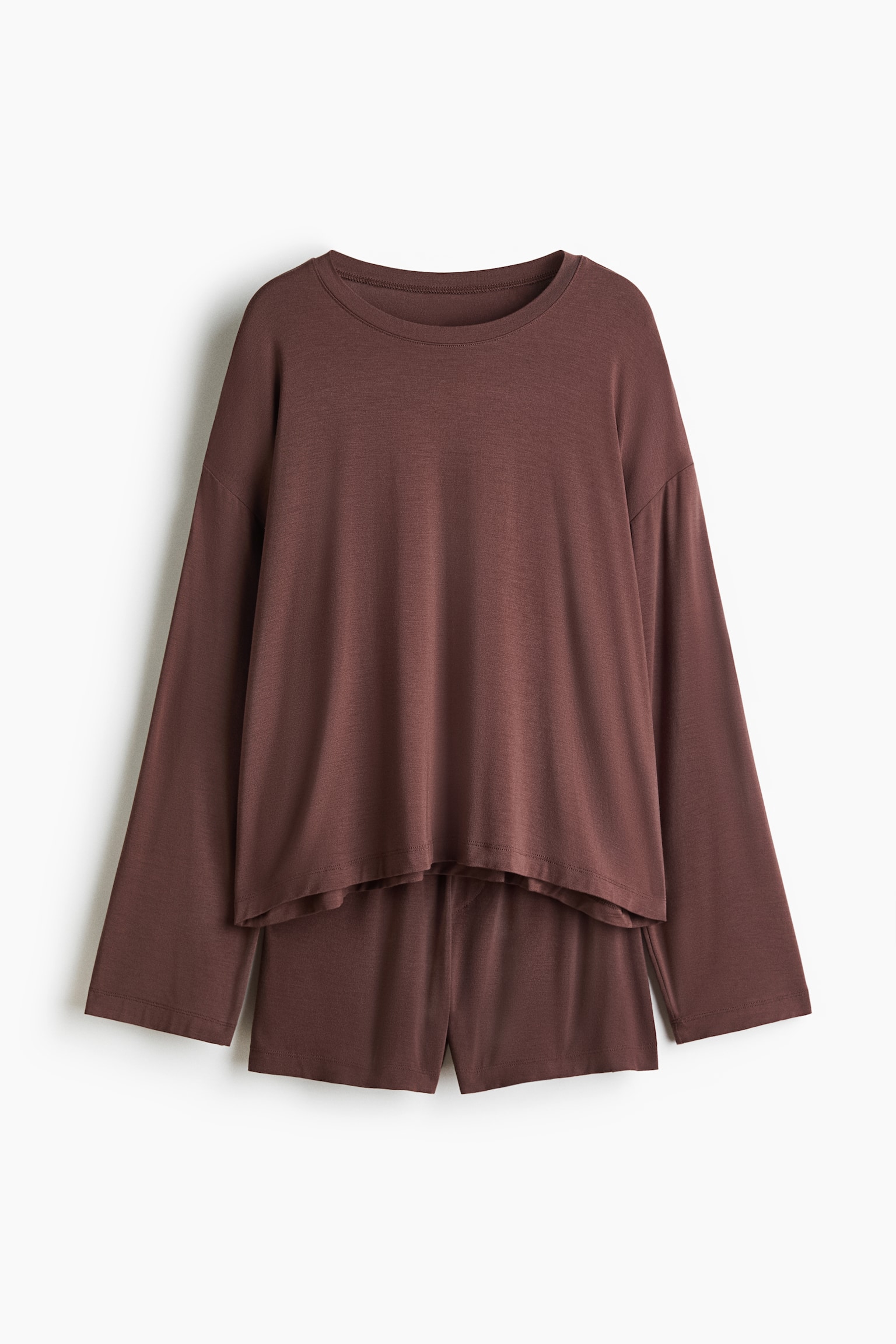 Komplet za spavanje od modala - Tamnosmeđa/Crna