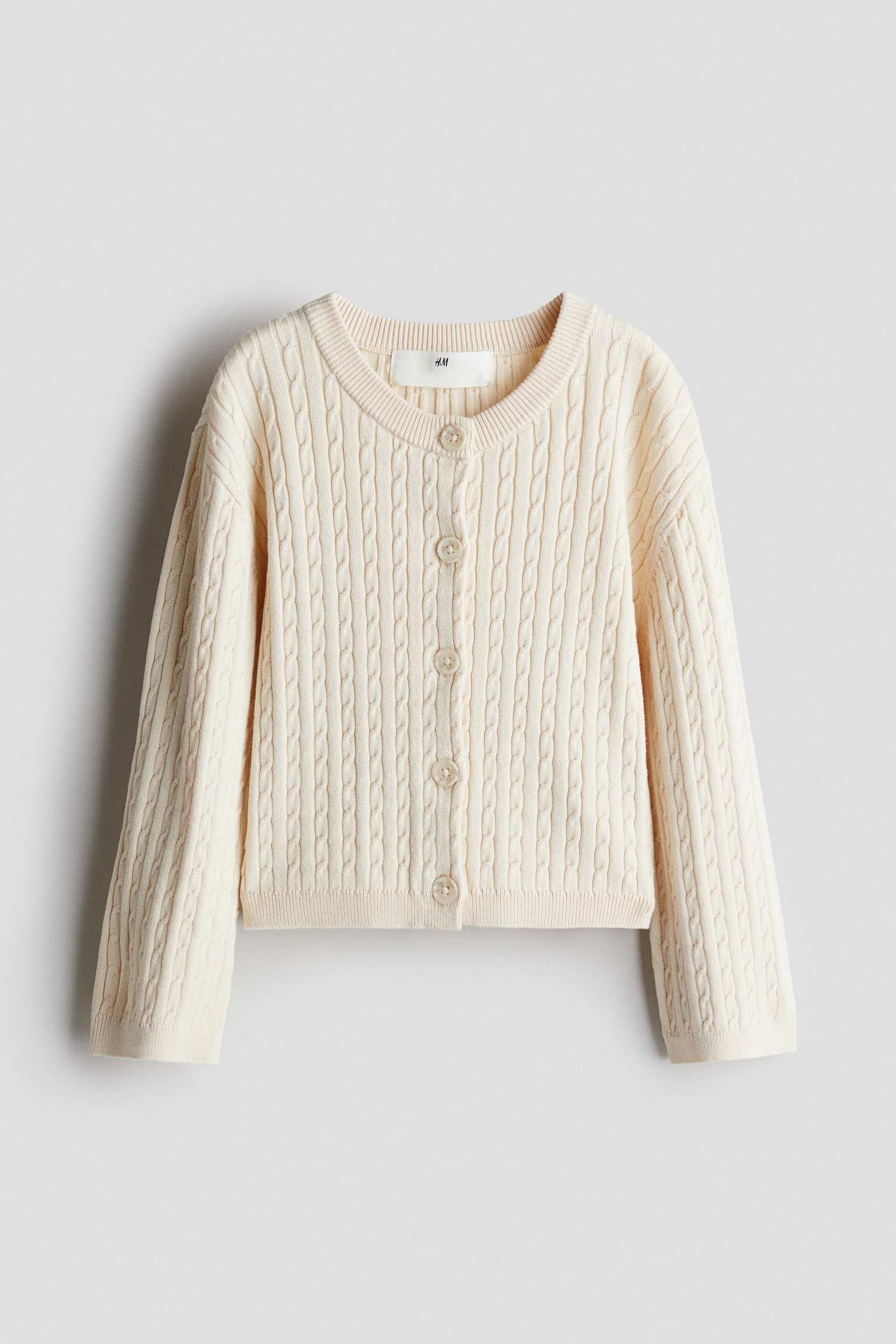 Cable Knit Cardigan - Light beige