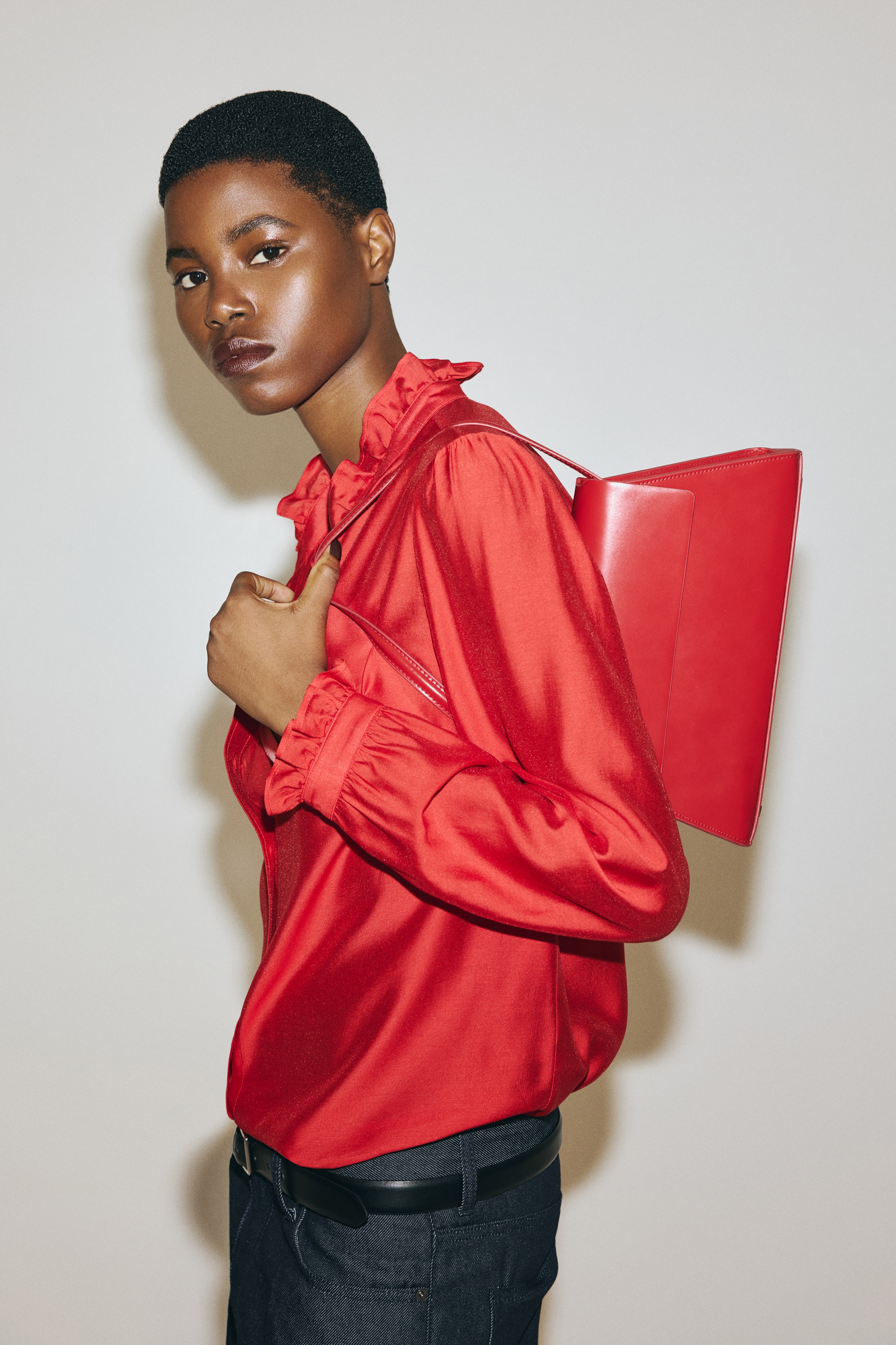 Μπλούζα με βολάν στον γιακά - Κόκκινο/Ναυτικό μπλε/λευκό/ριγέ/Μαύρο