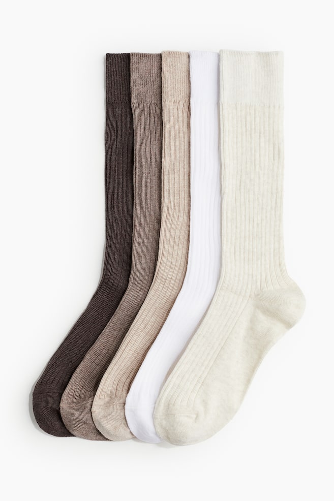 5-pack Socks - White/beige/brown/White/gray/black - 1