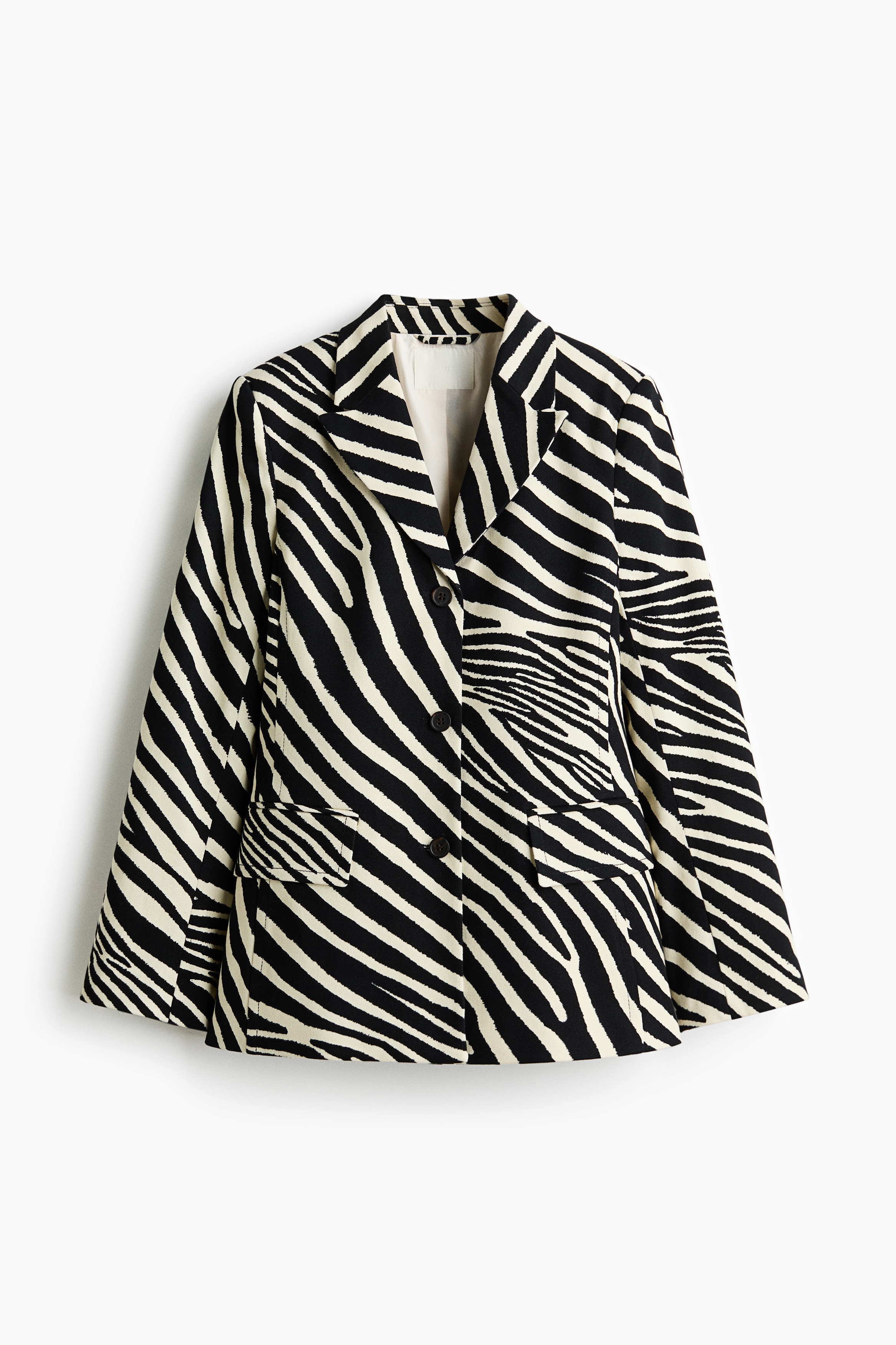 Blazer à fermeture droite en twill - Blanc/imprimé zèbre