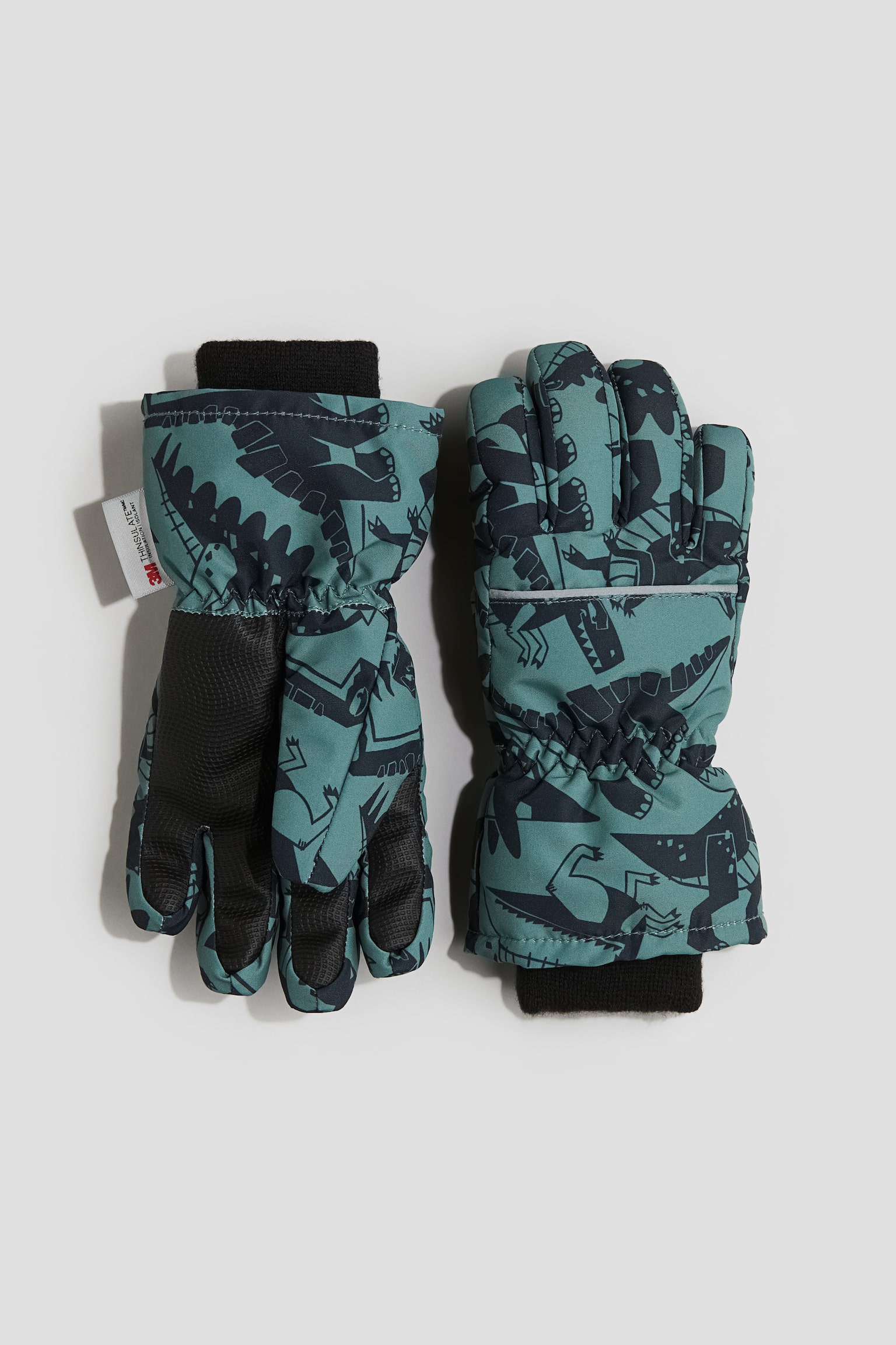 Water-repellent gloves - Turquoise/Dinosaurs - 1