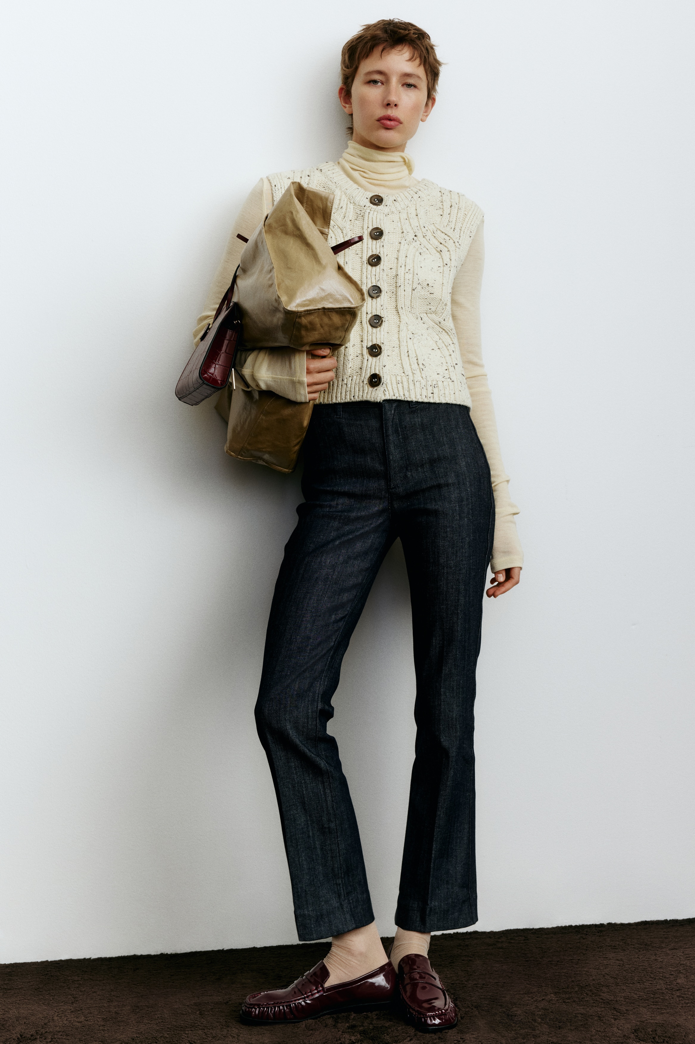 Ladies - Dark denim blue Flared High Ankle Jeans - Size: 16  - H&M